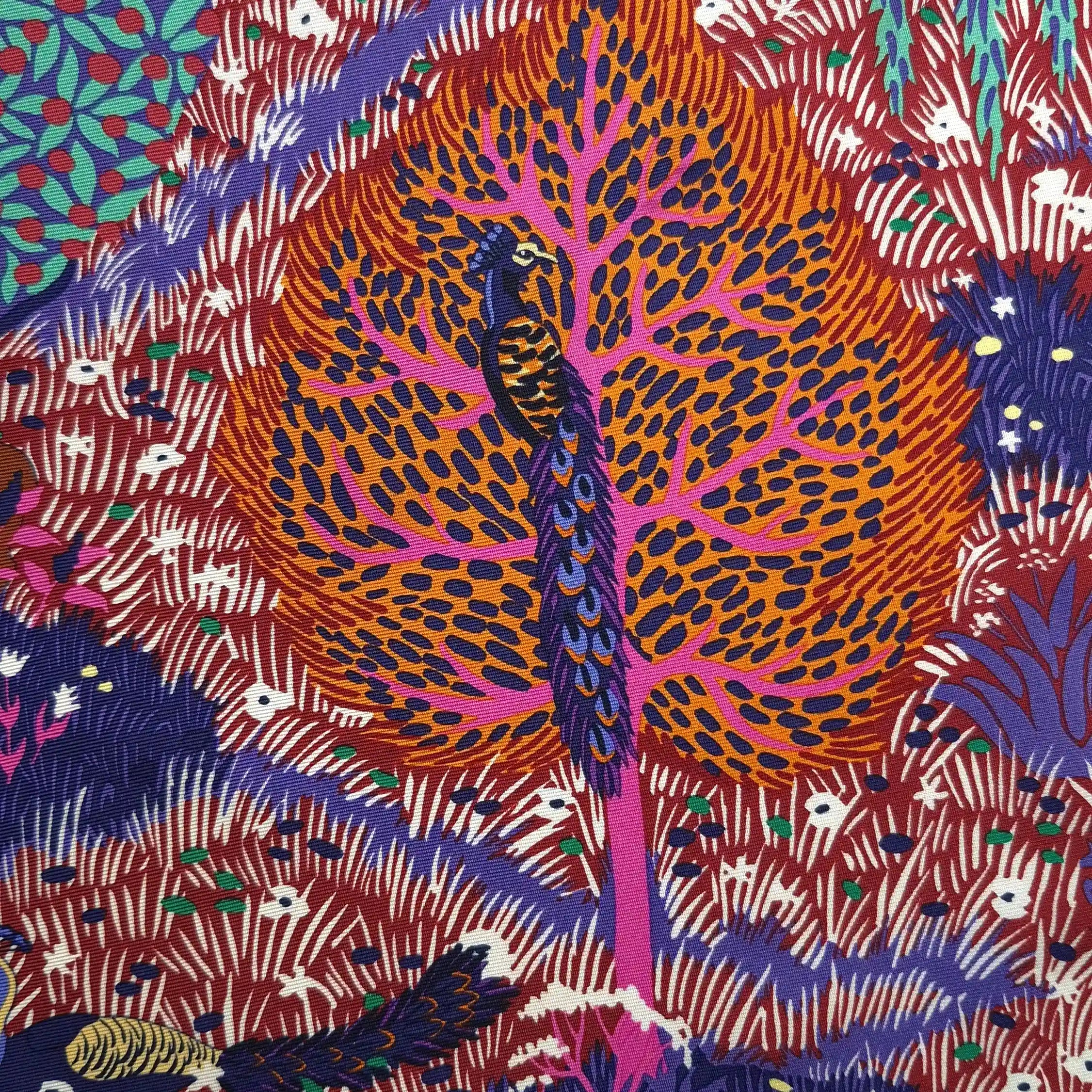 hermes jardin anglais alice shirley silk scarf red coral floral detail