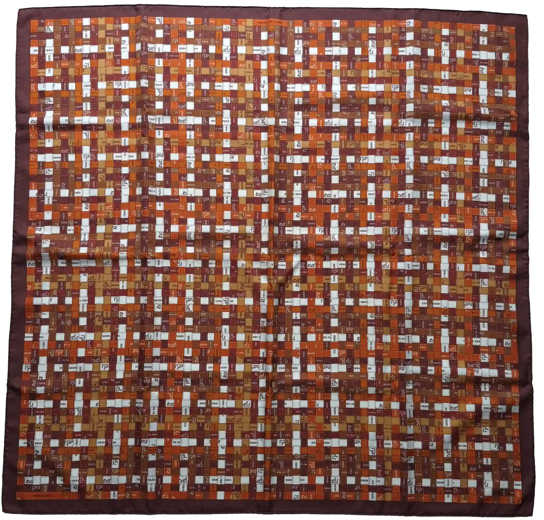 hermes bolduc au carre caty latham silk scarf orange white ribbon pattern