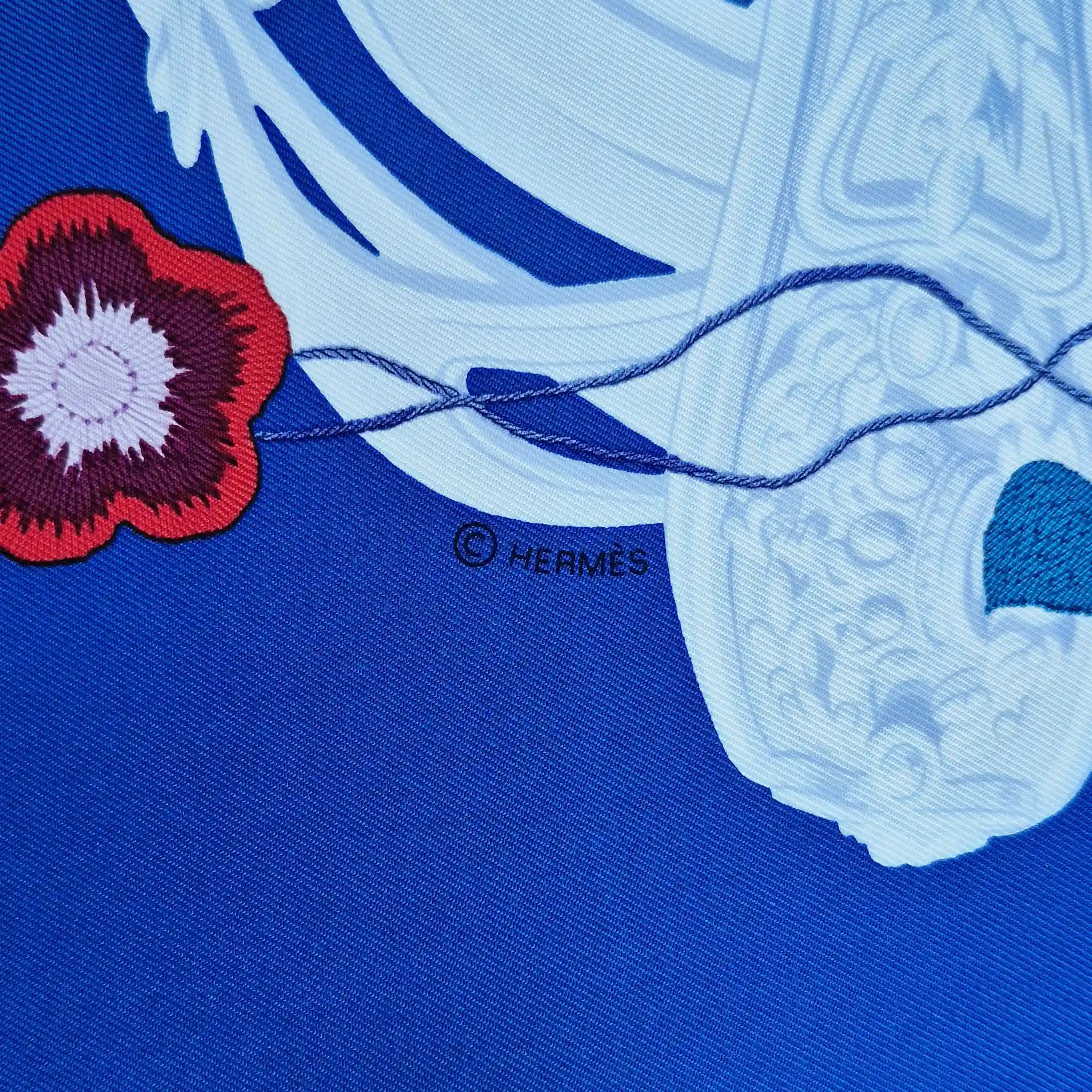 hermes brides de gala hugo grygkar silk scarf blue red floral equestrian bridle