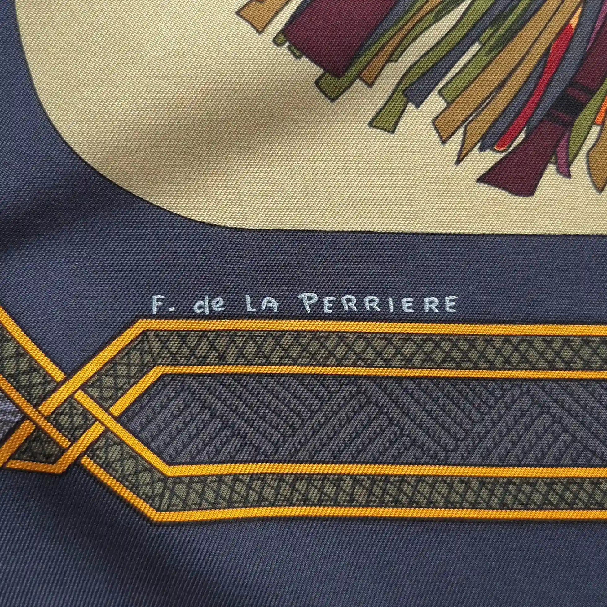 hermes cuirs du desert francoise de la perriere silk scarf beige navy desert leather detail