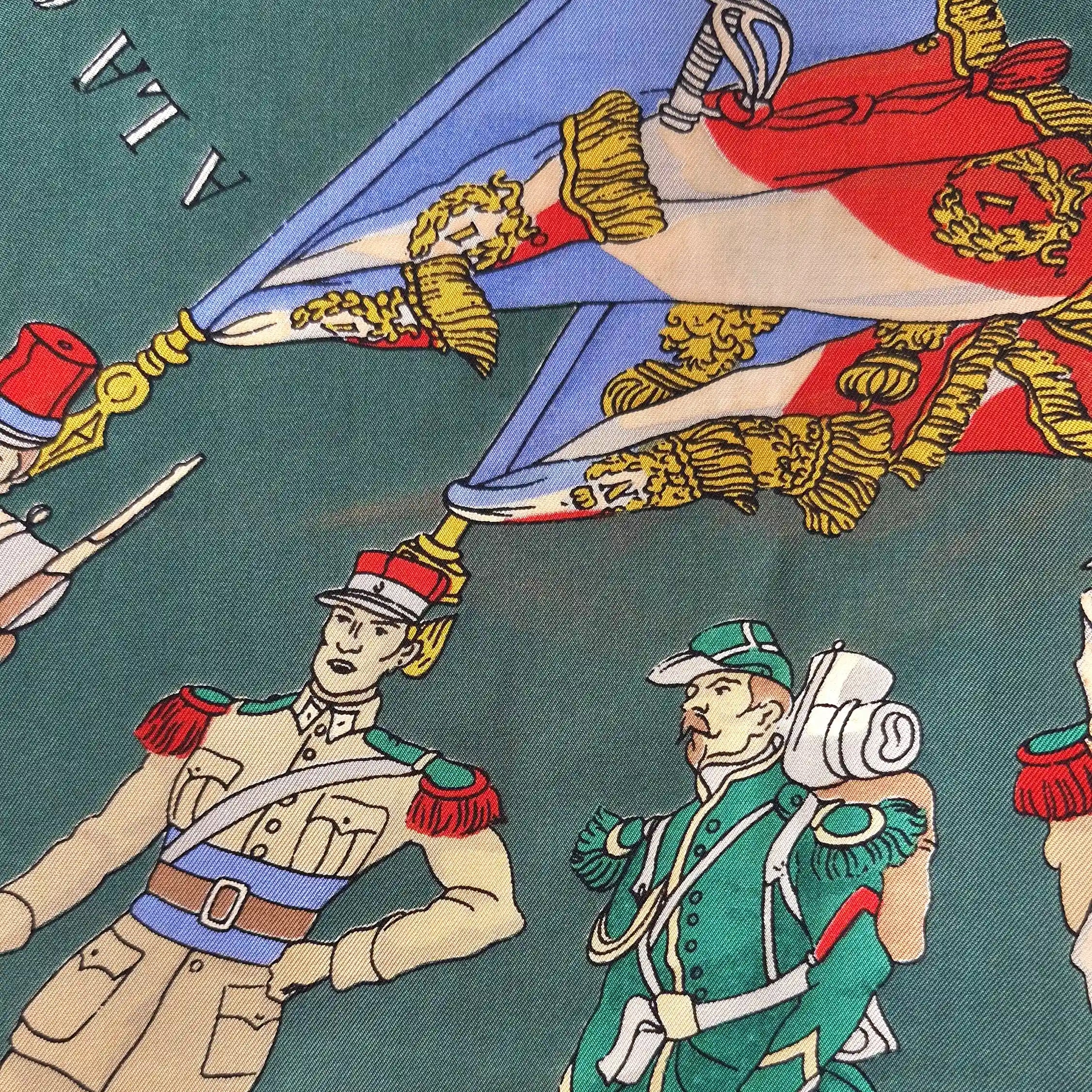hermes a la gloire de la legion etrangere hugo grygkar 1951 silk scarf detail