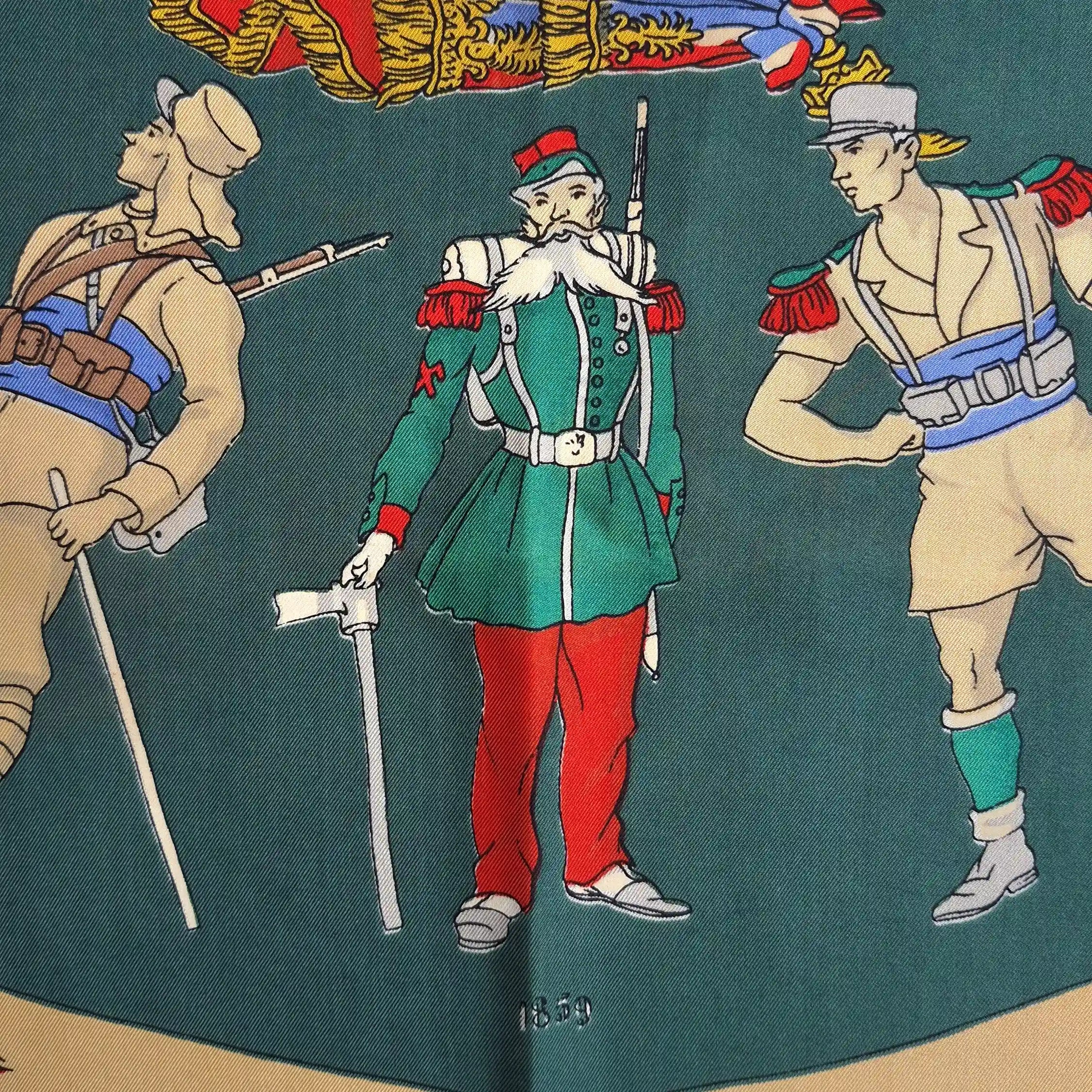 hermes a la gloire de la legion etrangere hugo grygkar 1951 silk scarf detail