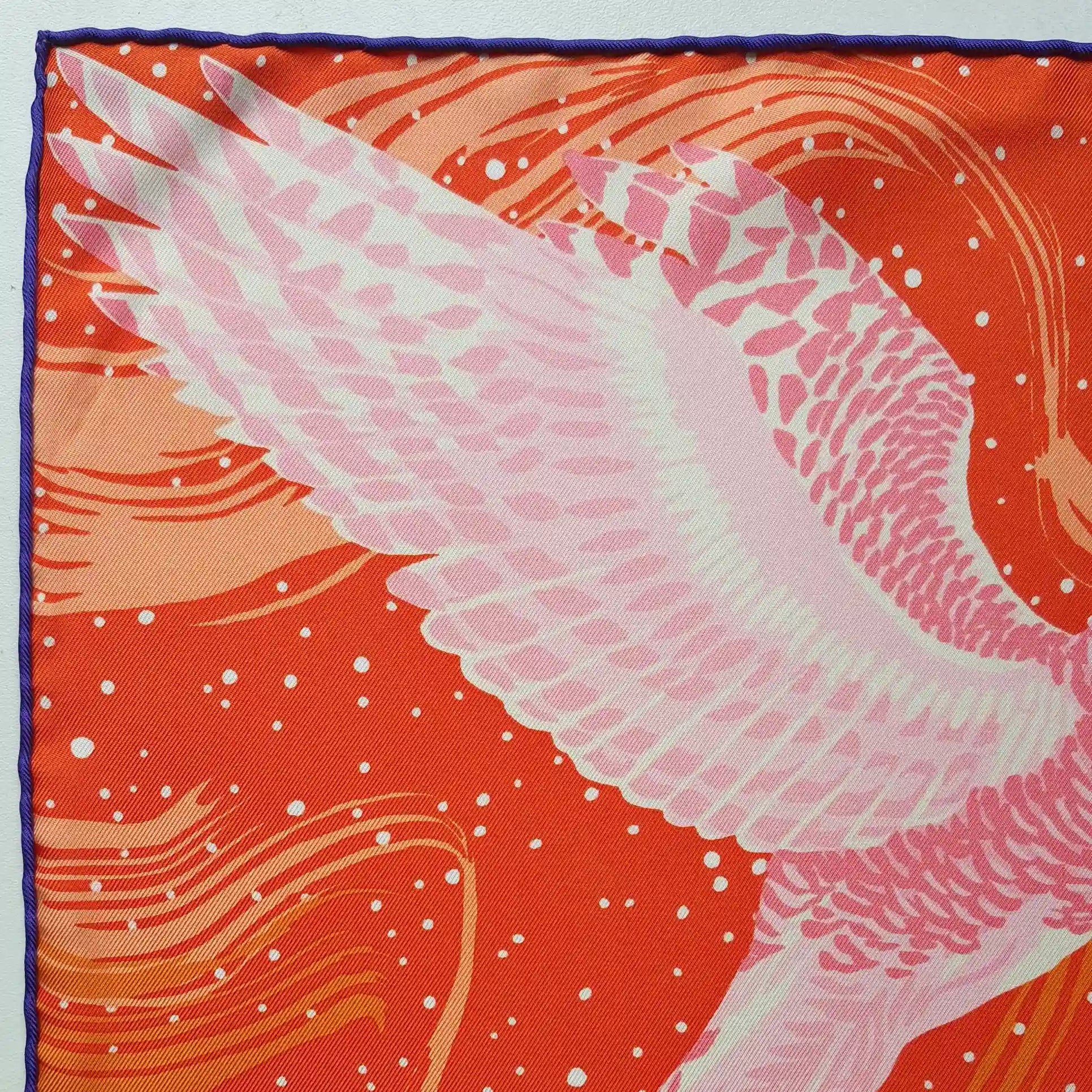 hermes into the canadian wild alice shirley silk scarf red blue canadian wilderness detail