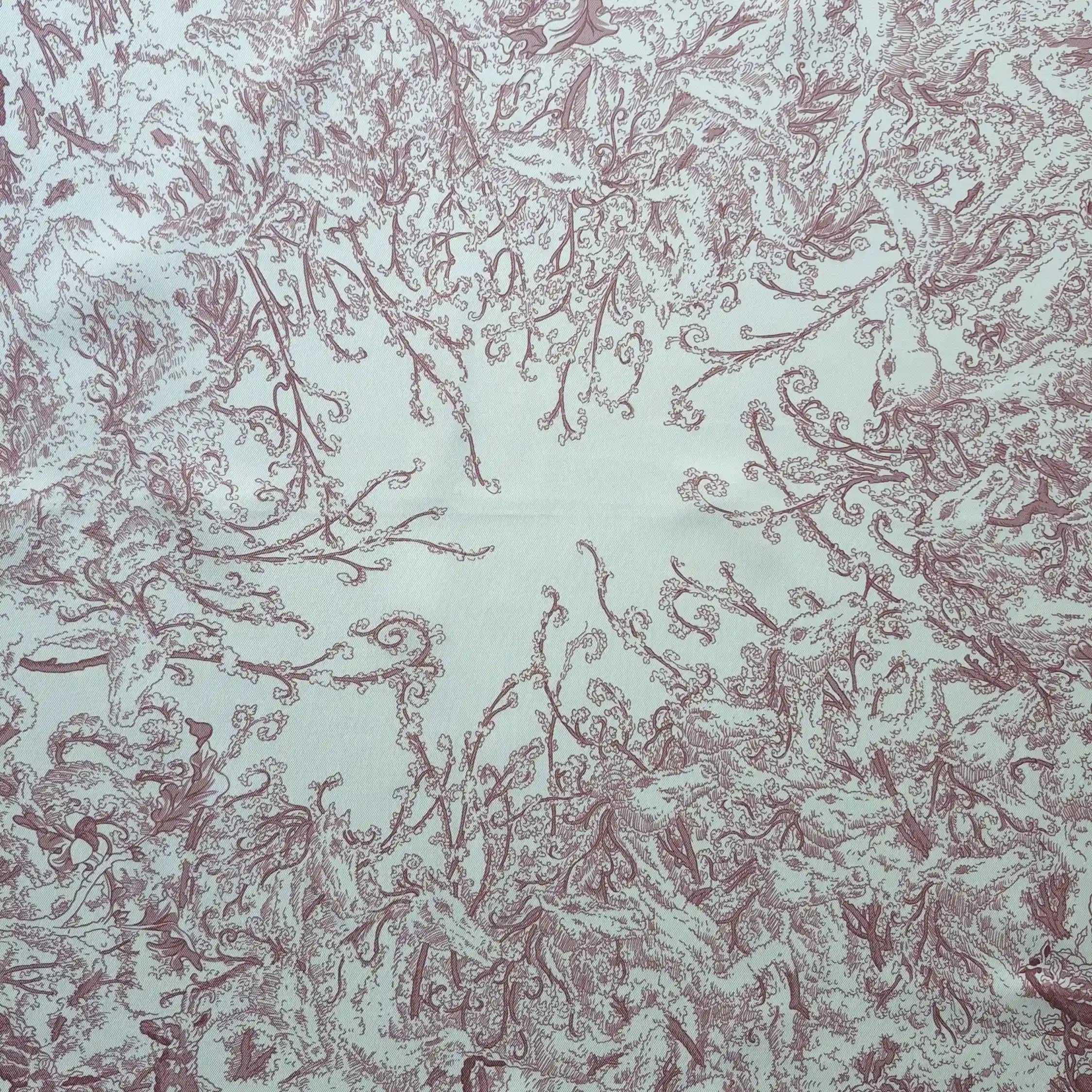 hermes jardin metamorphoses francois houtin white pink silk scarf 90cm 2010 detail