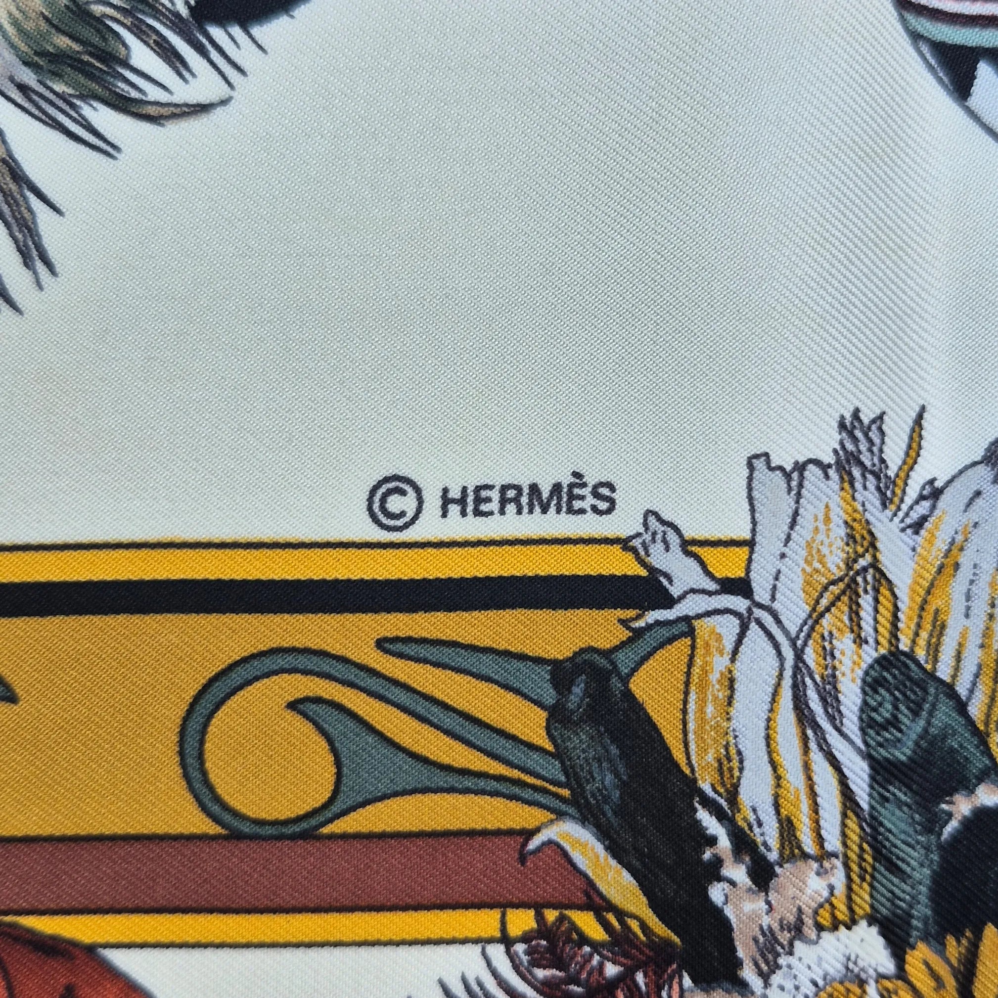 hermes kachina kermit oliver silk scarf ivory multicolor native american hopi zuni
