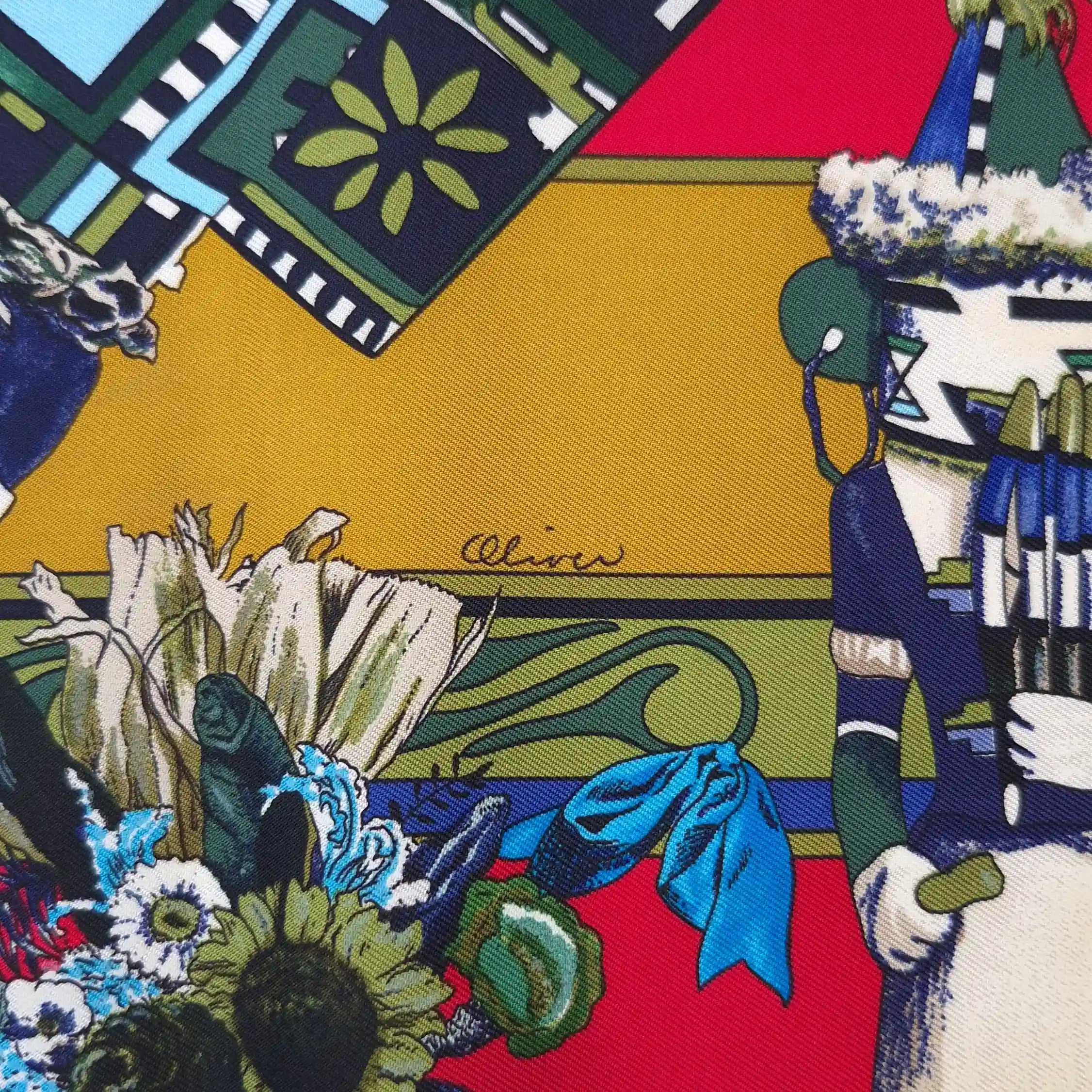hermes kachina kermit oliver silk scarf red gold hopi zuni native american