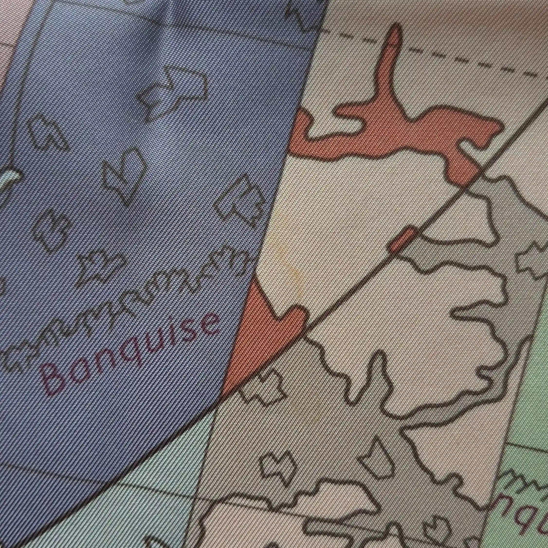 hermes le monde est vaste cyrille diatkine silk scarf pink world map stripes detail