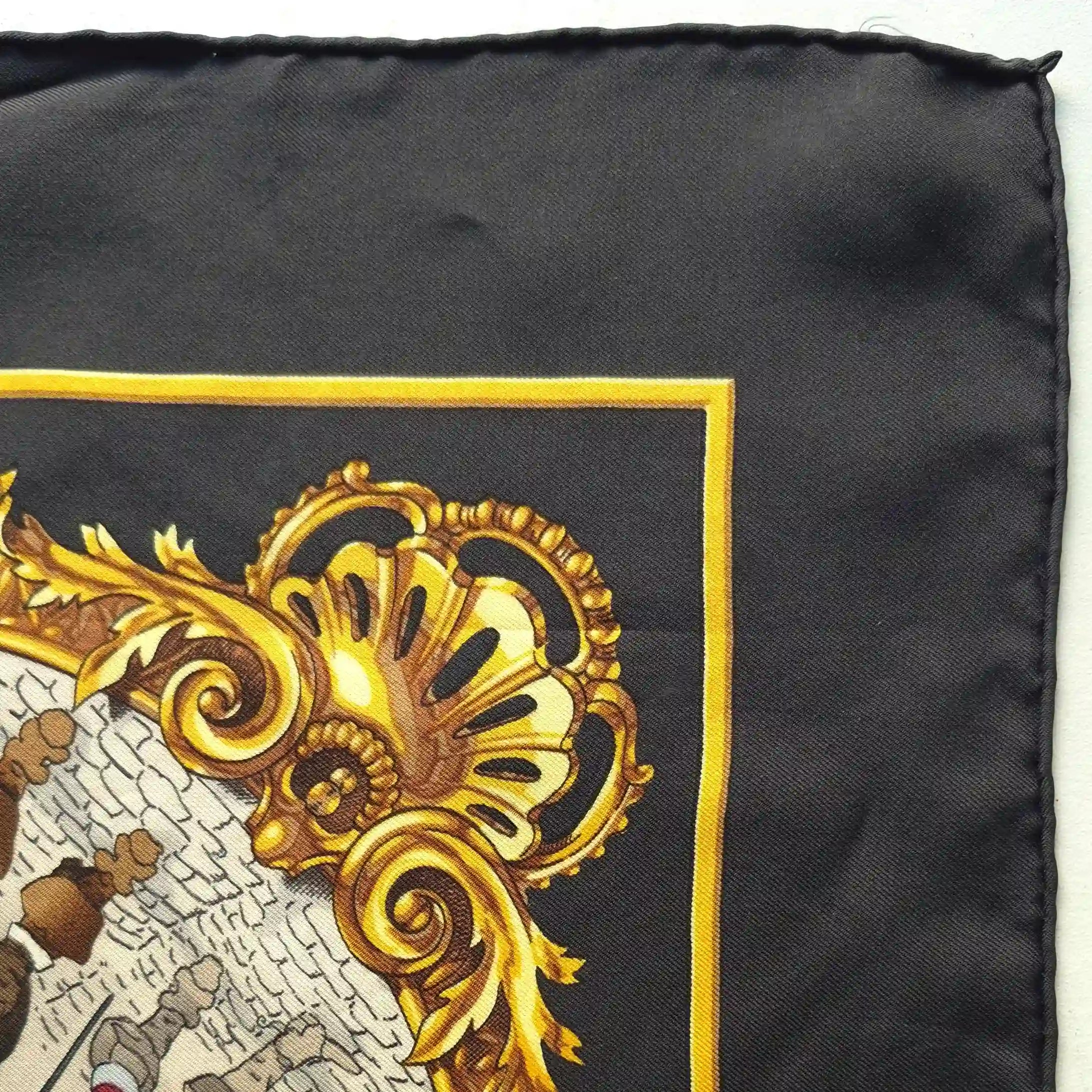Hermès scarf Les Trois Mousquetaires black silk 90cm Rybaltchenko details 12