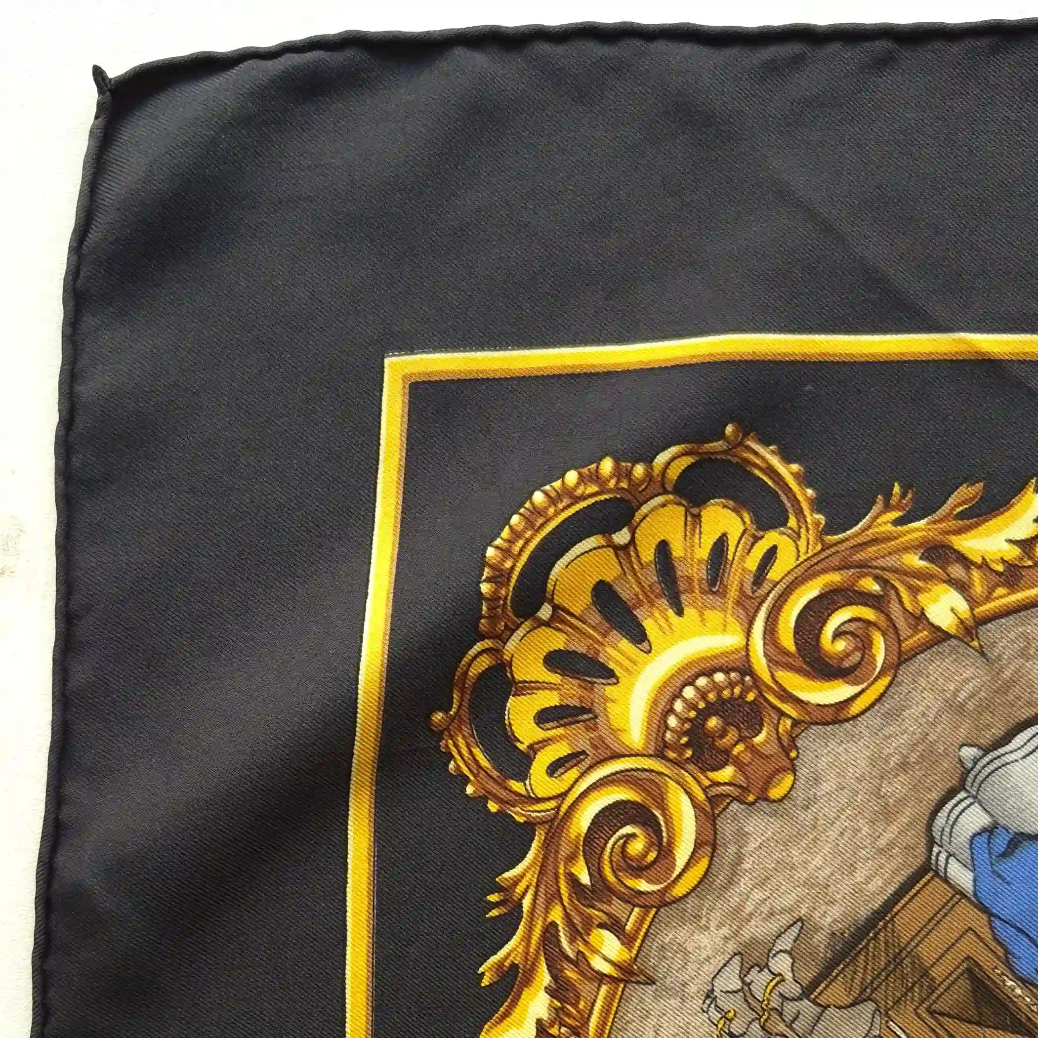 Hermès scarf Les Trois Mousquetaires black silk 90cm Rybaltchenko details 5