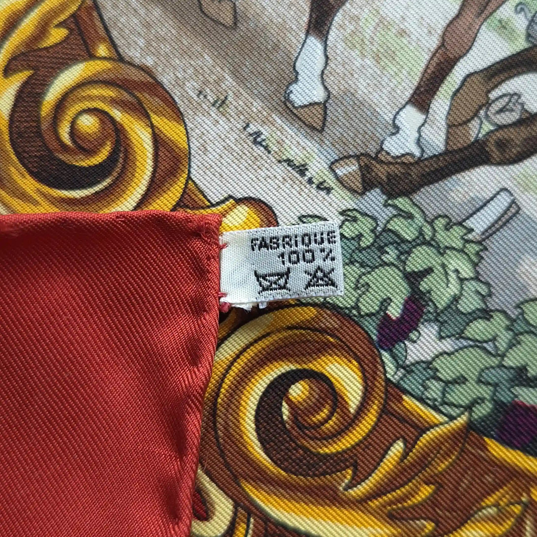 Hermès scarf Les Trois Mousquetaires red silk 90cm Rybaltchenko detail