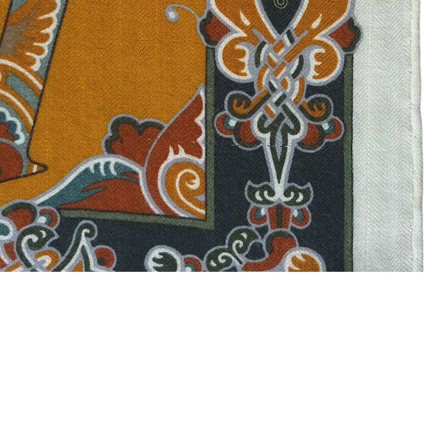 hermes lettres d erevan petrossian cashmere silk shawl yellow armenian alphabet detail