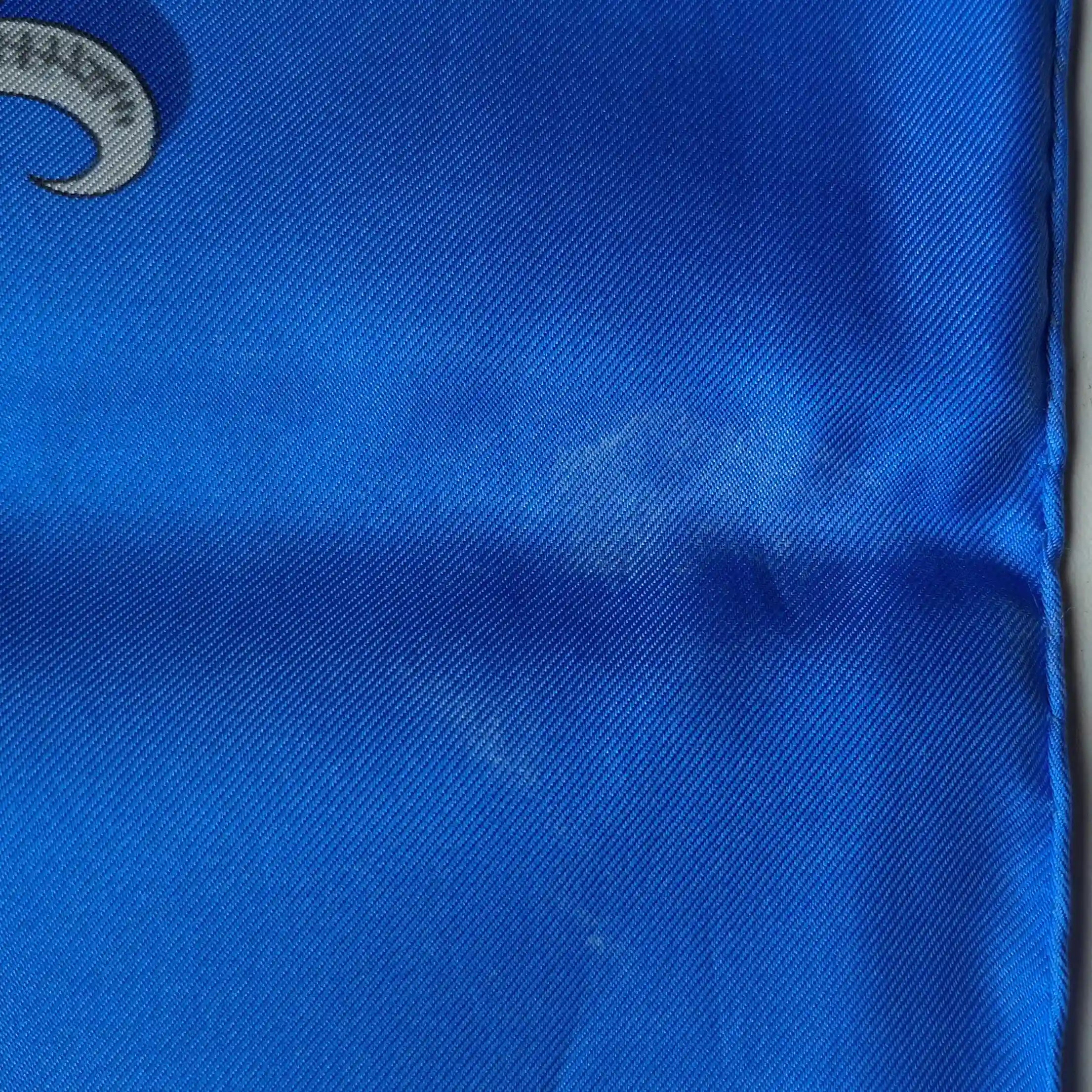 hermes mors a la connetable henri d'origny silk scarf blue gold equestrian detail