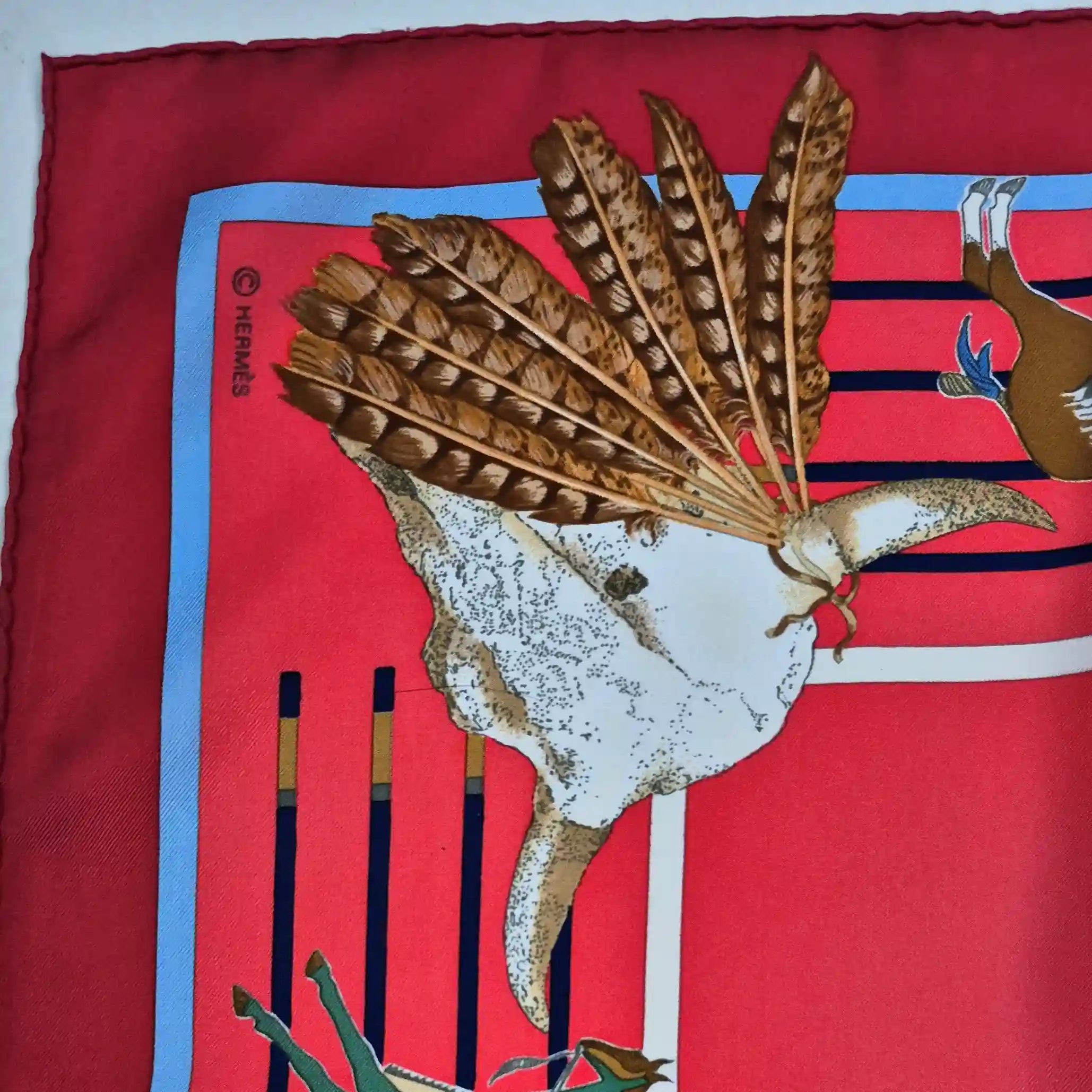 hermes pani la shar pawnee kermit oliver silk scarf red native american chief