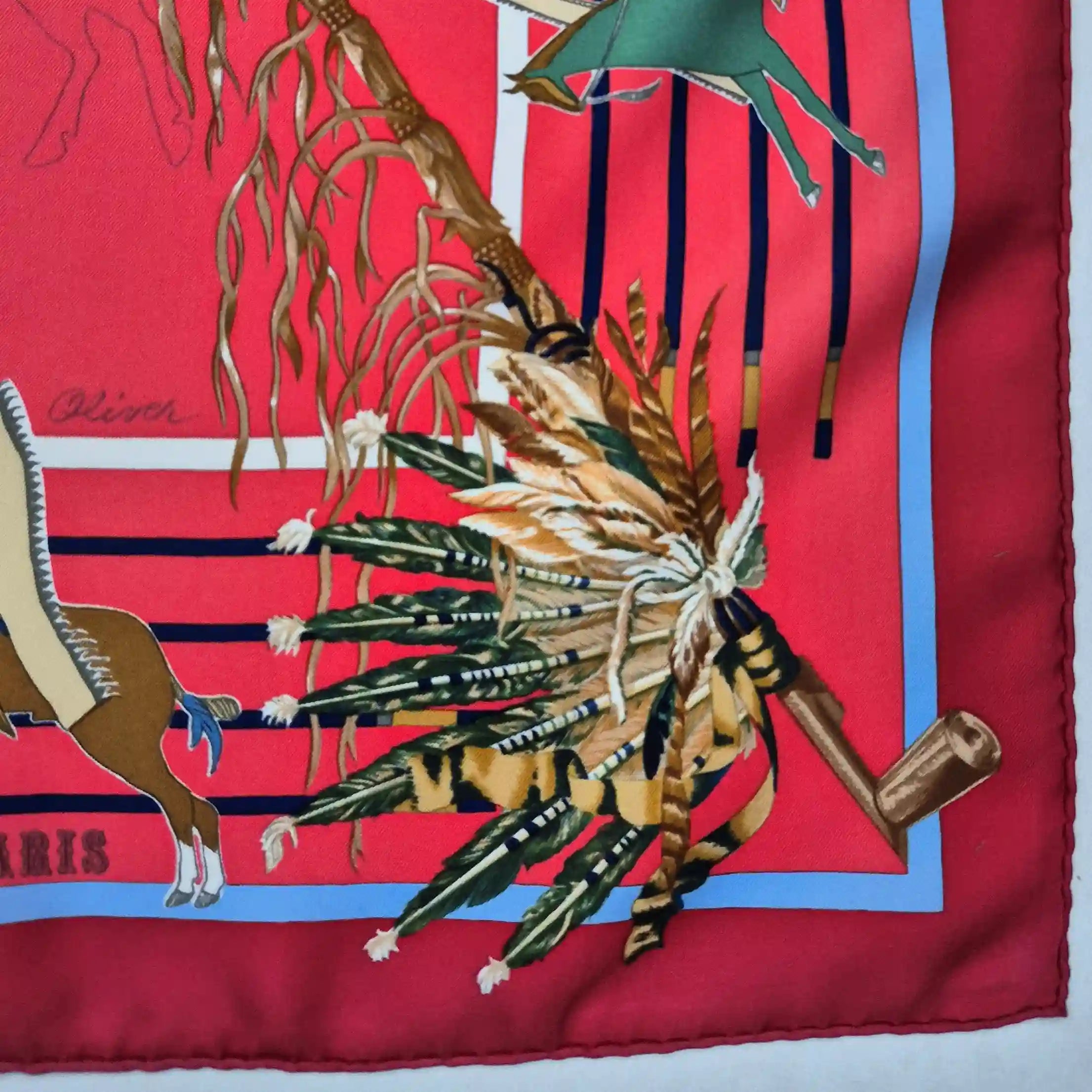 hermes pani la shar pawnee kermit oliver silk scarf red native american chief
