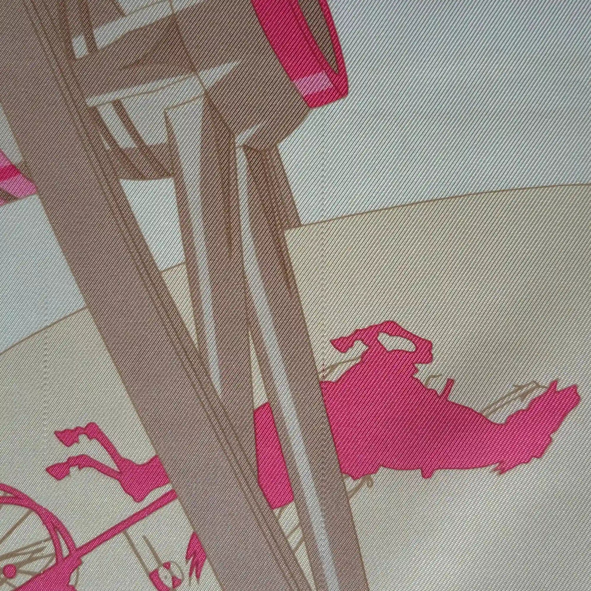 hermes paris qui roule hugo grygkar silk scarf white pink carriages paris detail
