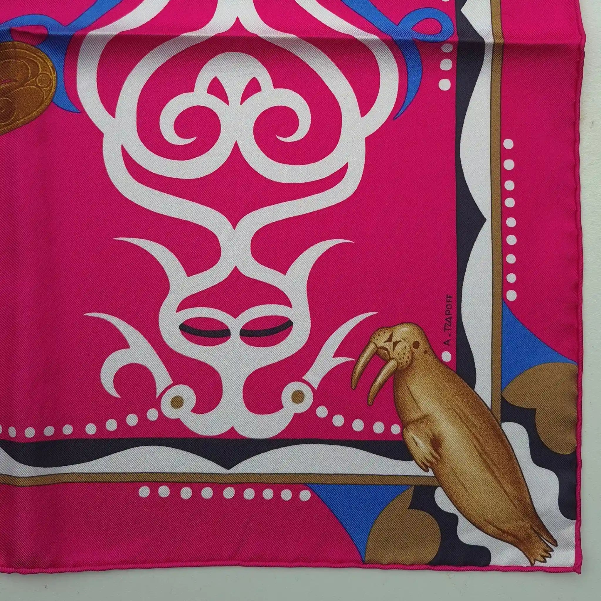 hermes regard de l arctique antoine tzapoff silk scarf pink fuchsia arctic shamanic