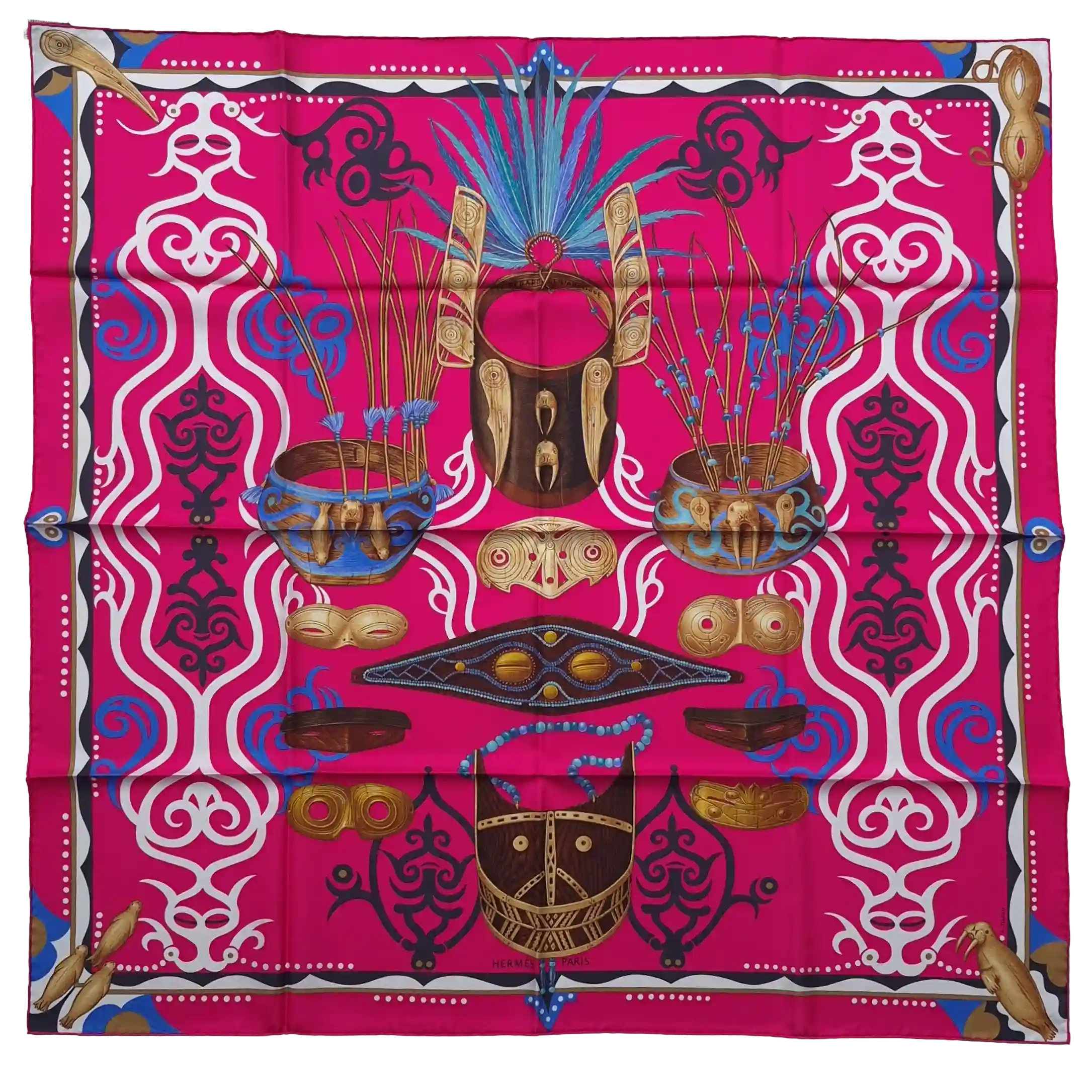 hermes regard de l arctique antoine tzapoff silk scarf pink fuchsia arctic shamanic