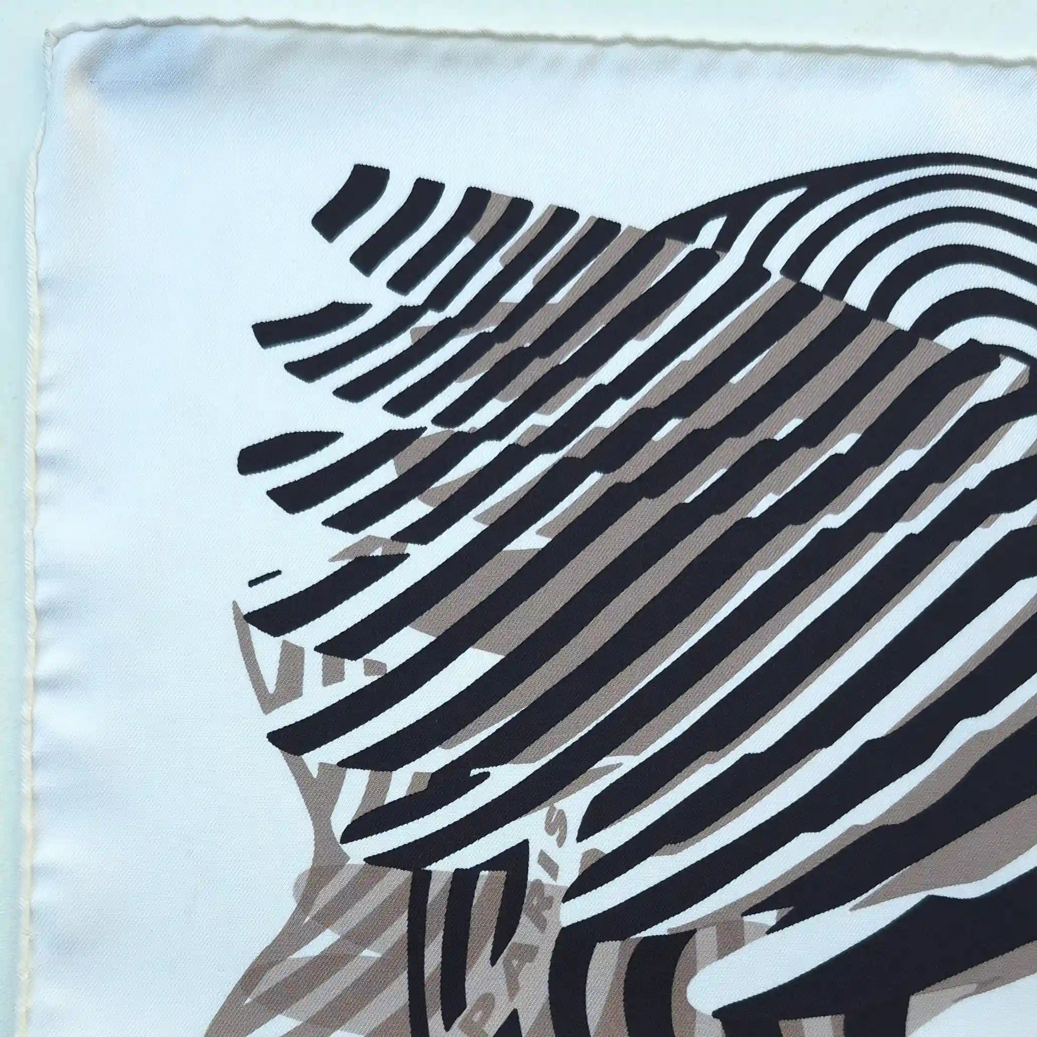 hermes ondes de chic rybaltchenko silk scarf black white op art waves abstract detail