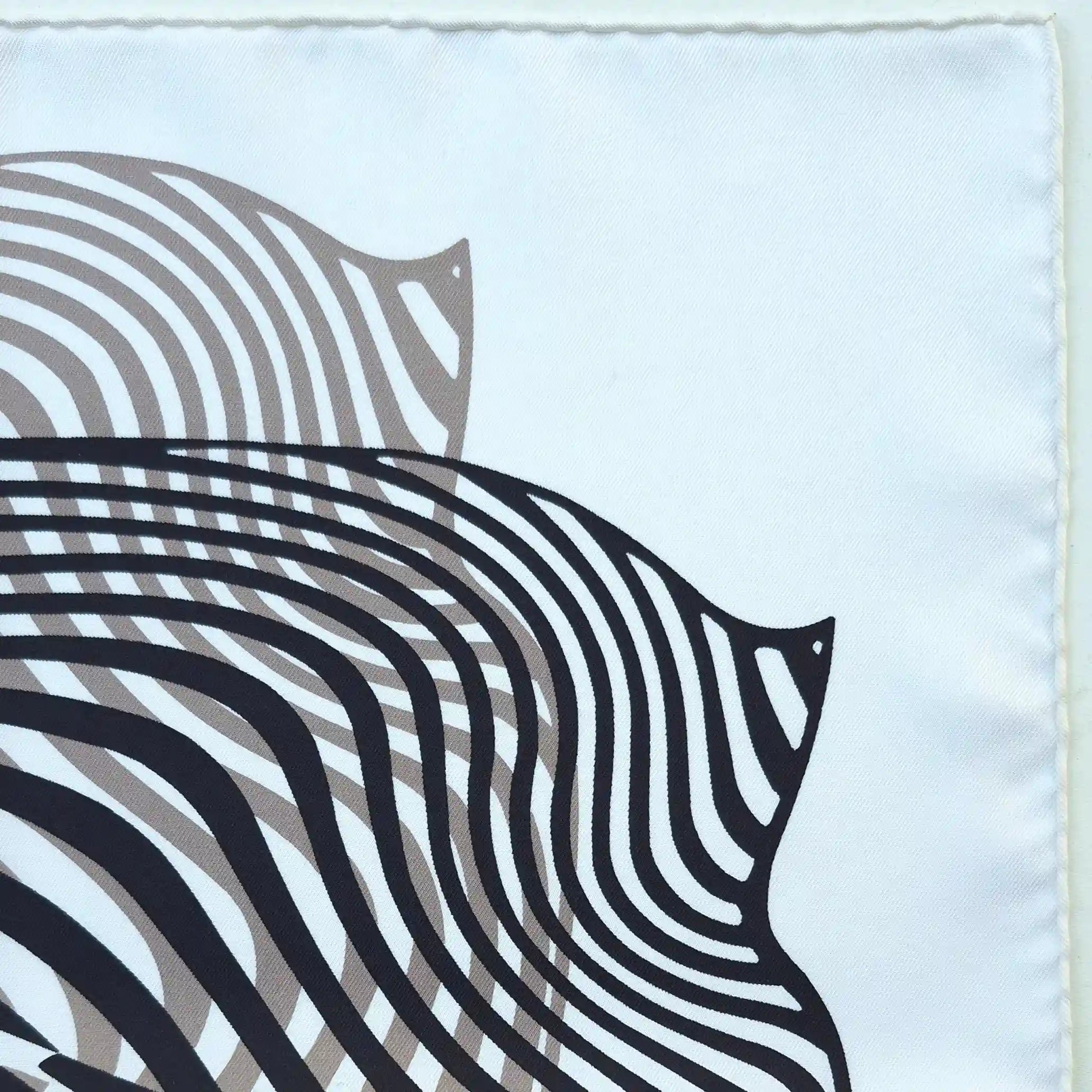 hermes ondes de chic rybaltchenko silk scarf black white op art waves abstract detail