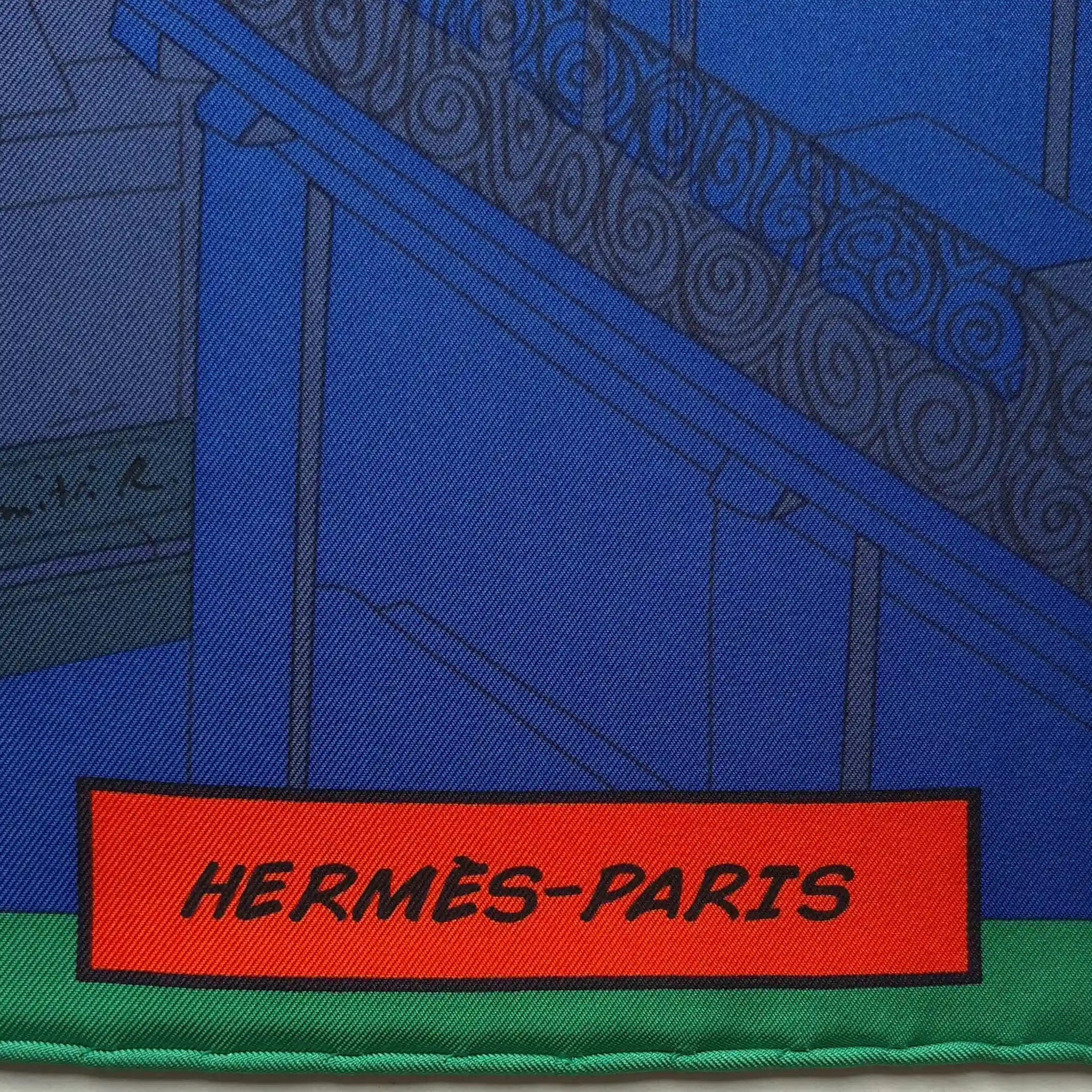 hermes space shopping au faubourg silk scarf blue red pop art ufo horse superhero detail