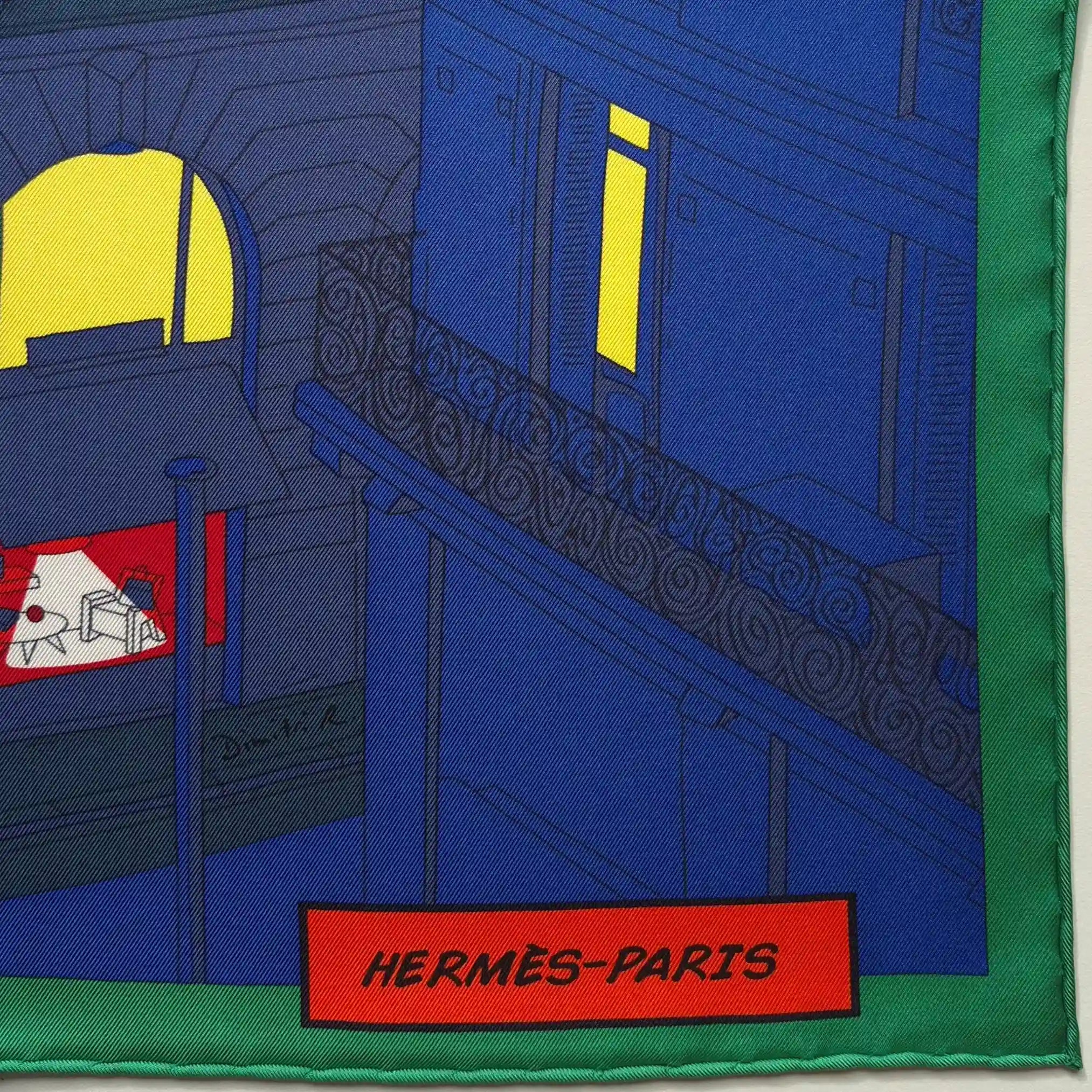 hermes space shopping au faubourg silk scarf blue red pop art ufo horse superhero detail