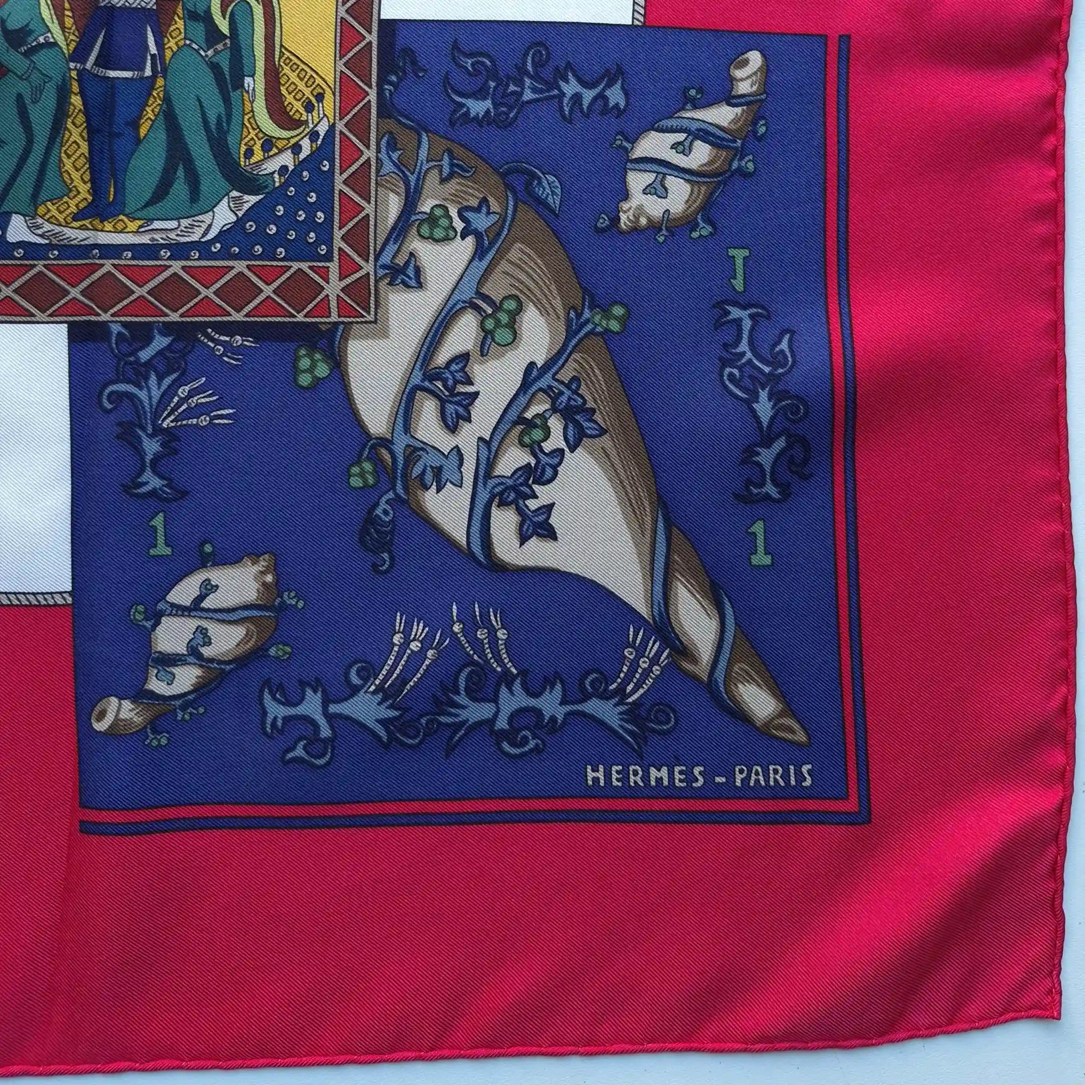 hermes le tarot annie faivre silk scarf red tarot cards esoteric detail