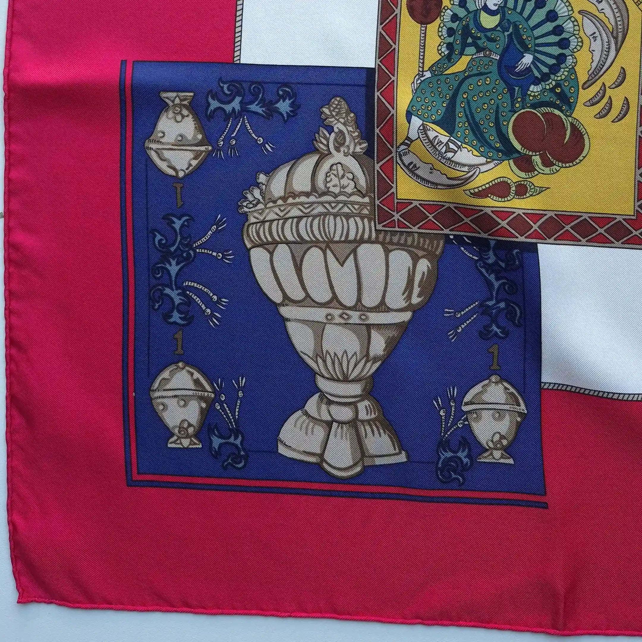 hermes le tarot annie faivre silk scarf red tarot cards esoteric detail