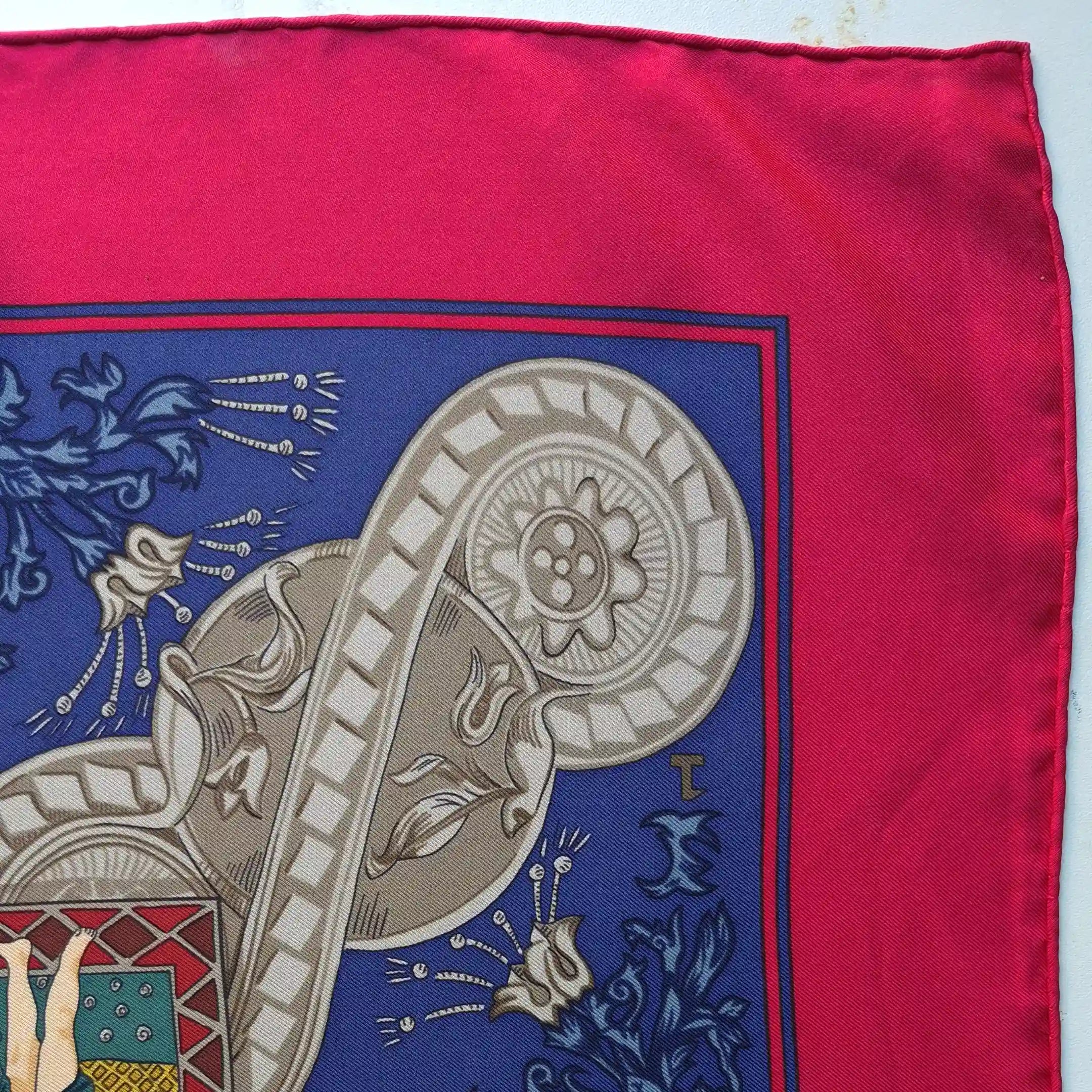 hermes le tarot annie faivre silk scarf red tarot cards esoteric detail