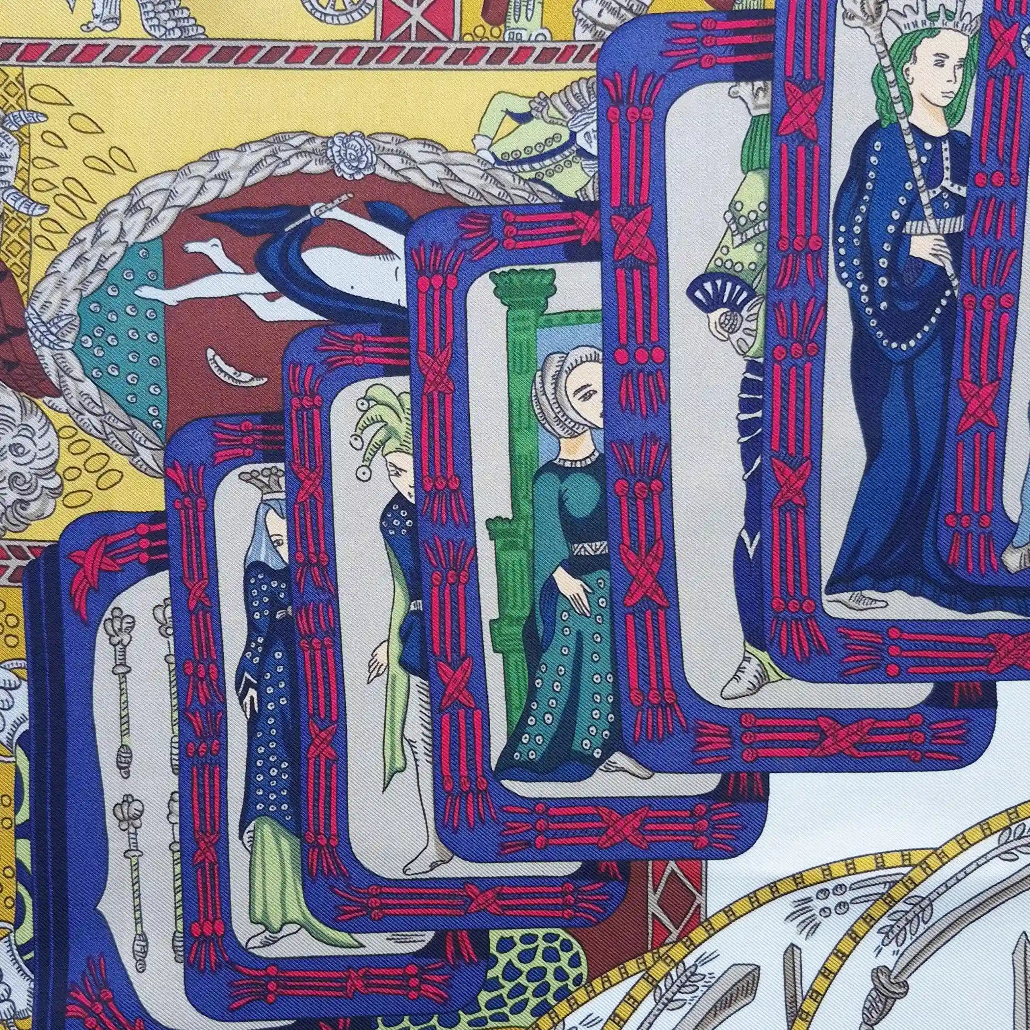 hermes le tarot annie faivre silk scarf red tarot cards esoteric detail