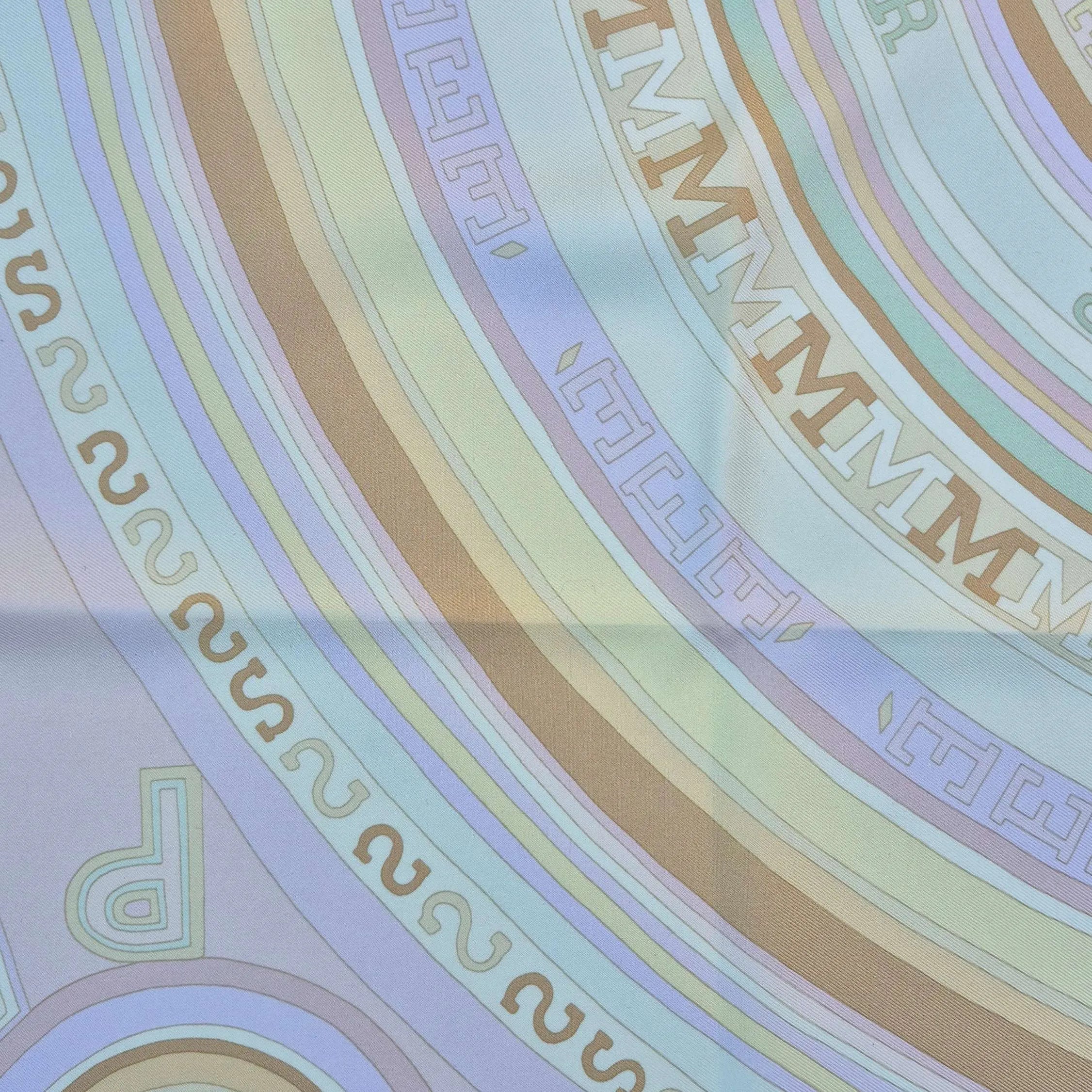hermes tohu bohu claudia stuhlhofer mayr silk scarf lilac pastel concentric typography