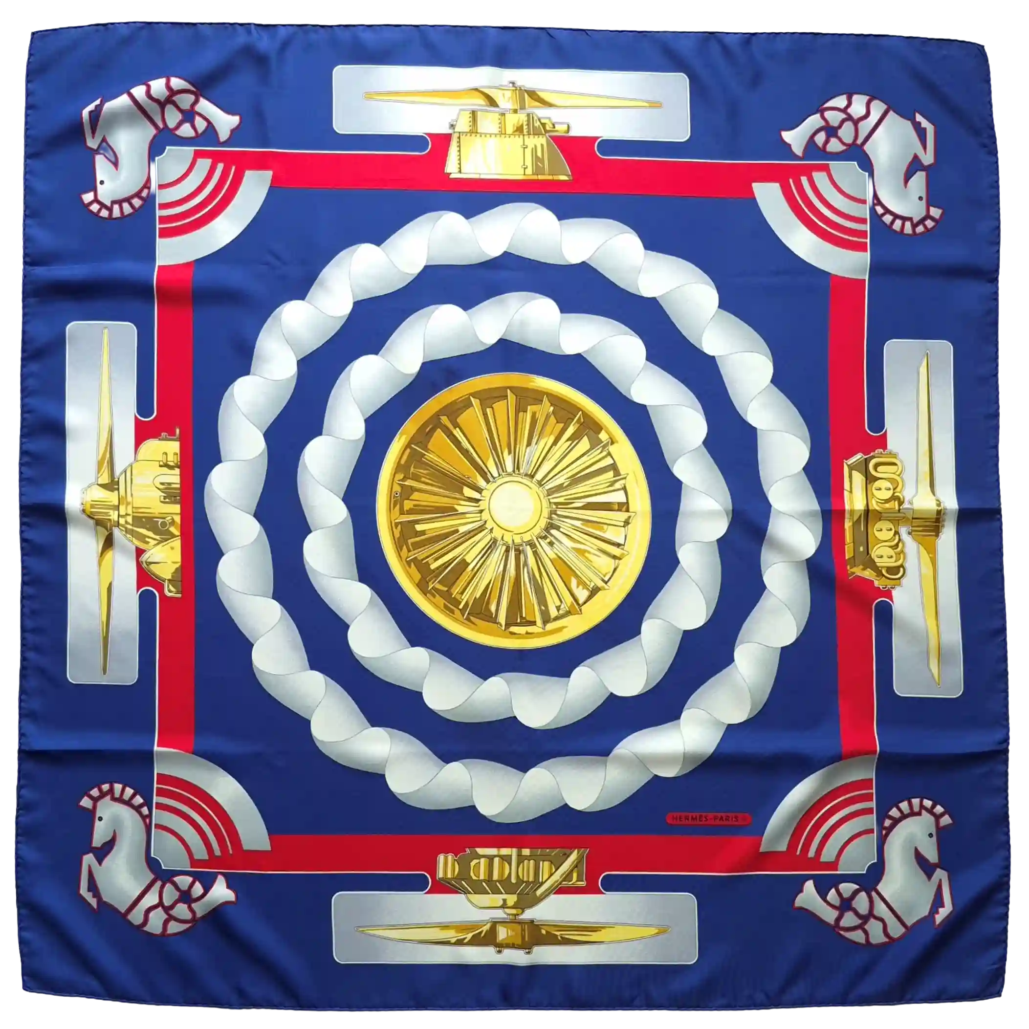 hermes air france philippe ledoux 1962 silk scarf blue white red
