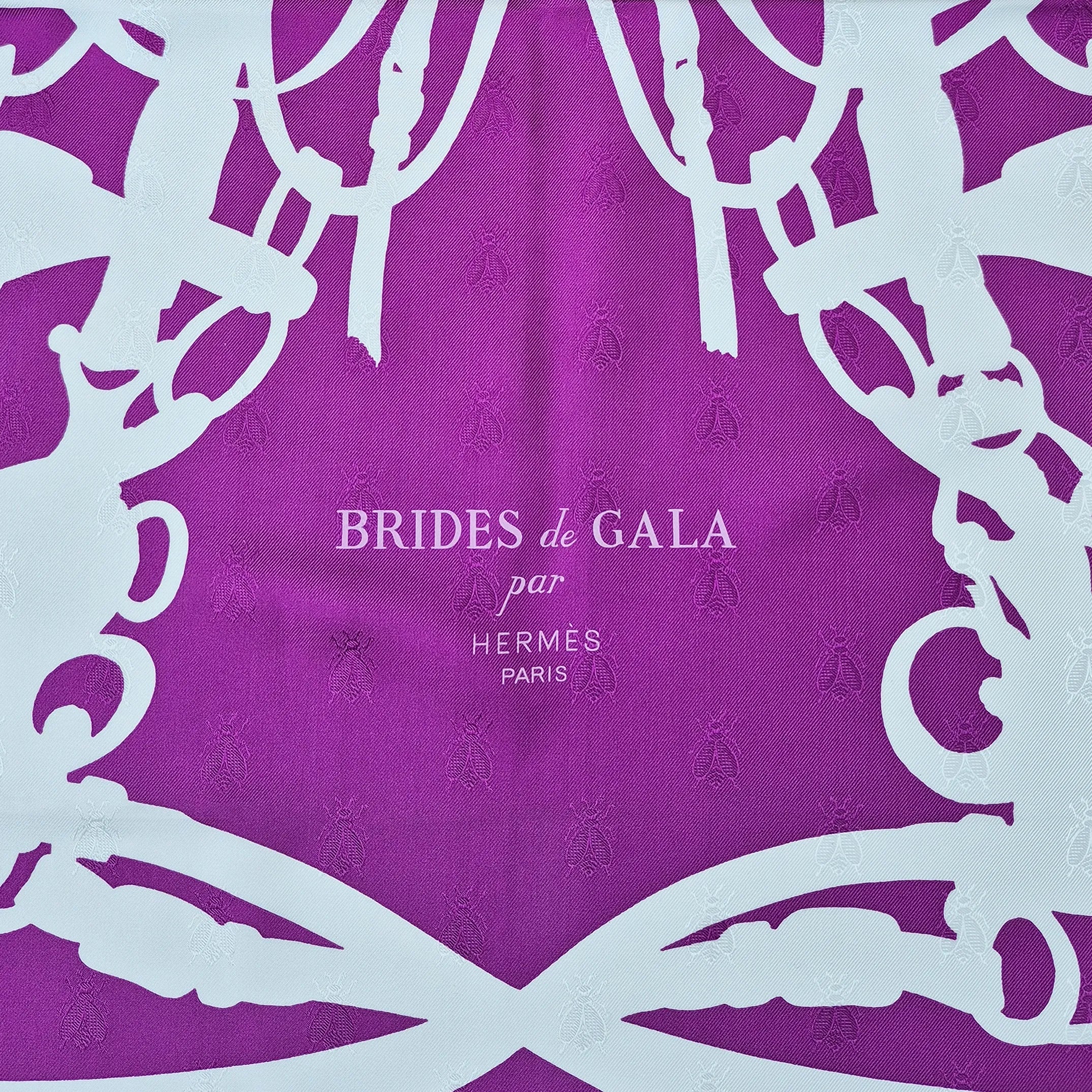 hermes brides de gala hugo grygkar silk scarf purple white equestrian bridle