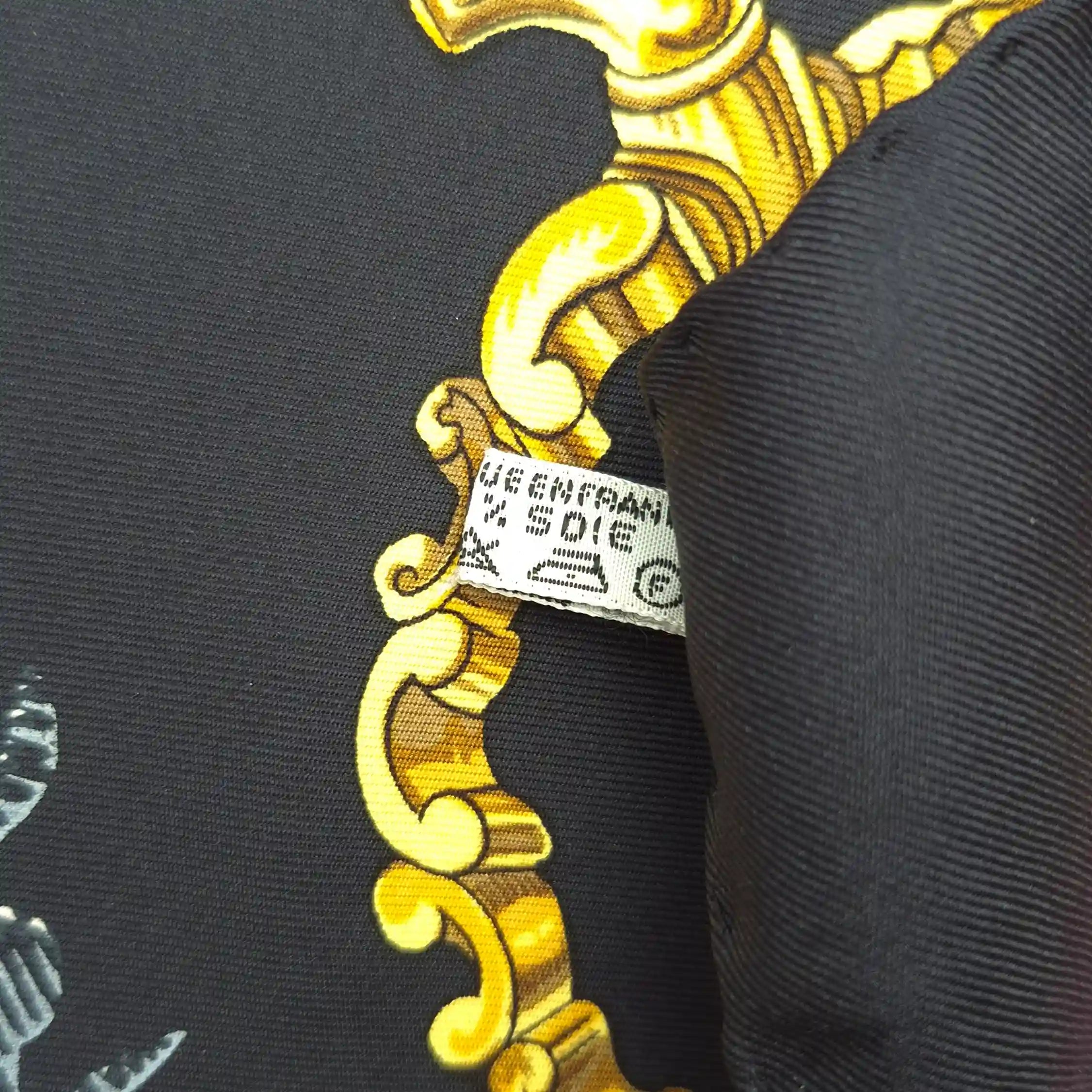 hermes etriers francoise de la perriere silk scarf black pink gold stirrups equestrian
