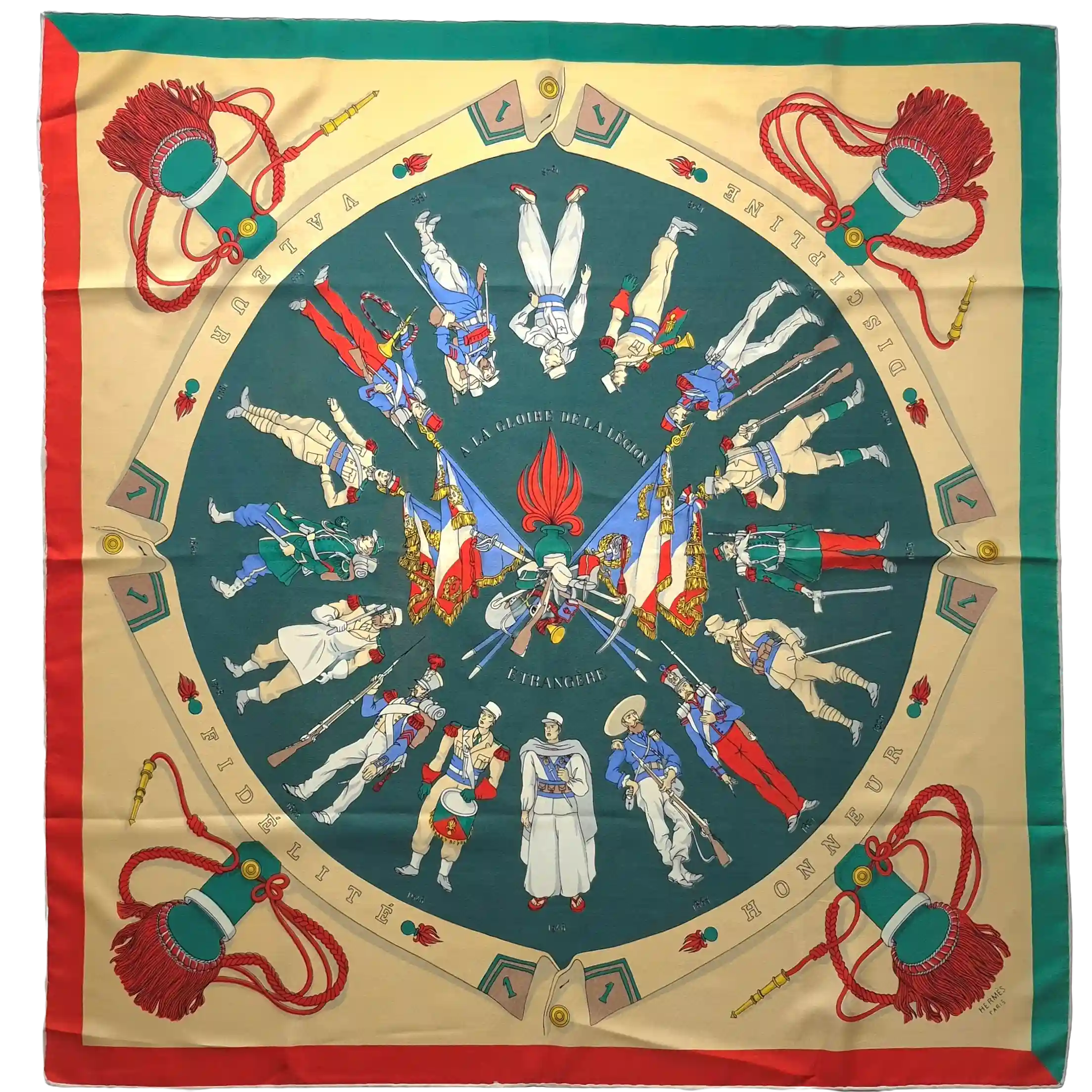 hermes a la gloire de la legion etrangere hugo grygkar 1951 silk scarf