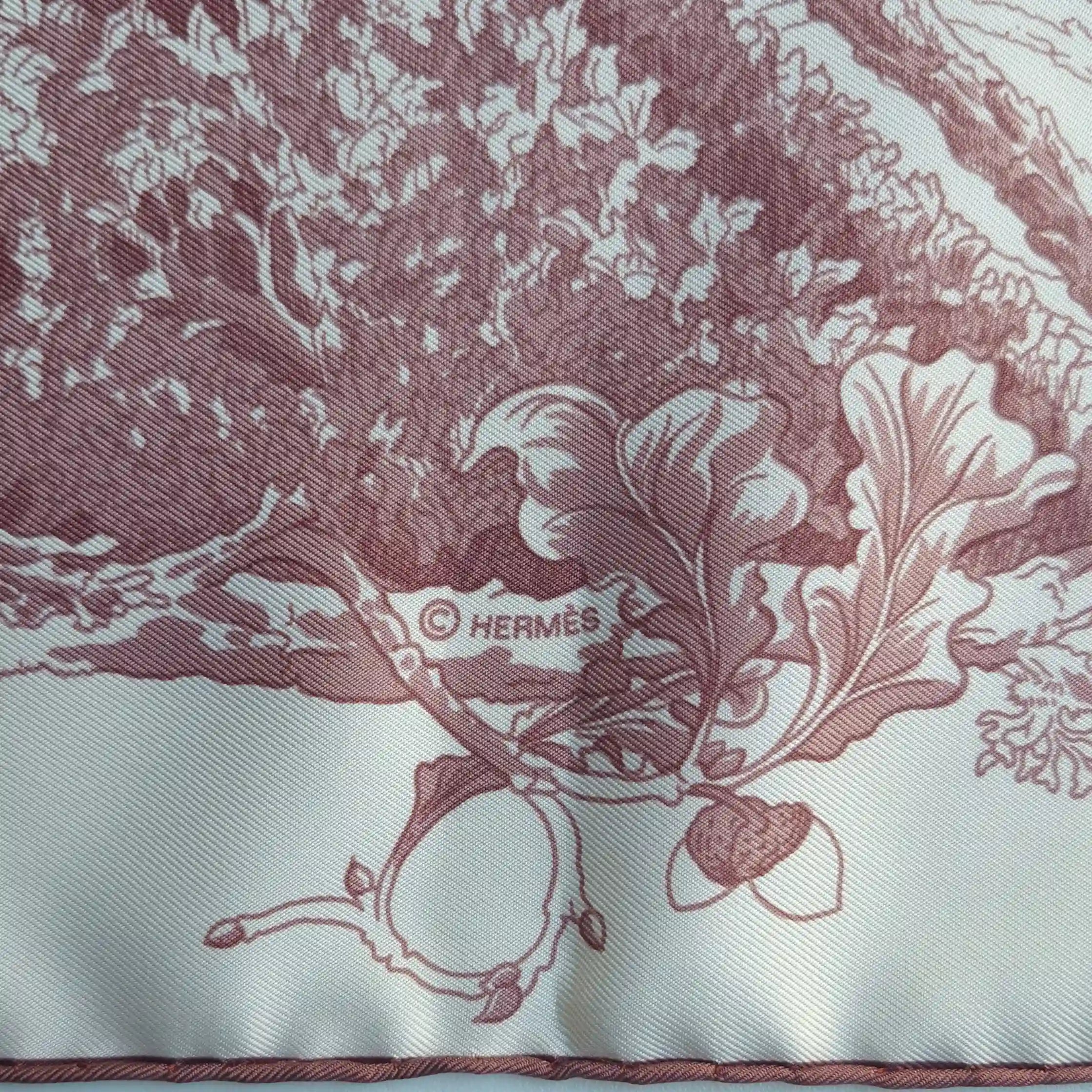 hermes jardin metamorphoses francois houtin white pink silk scarf 90cm 2010 detail