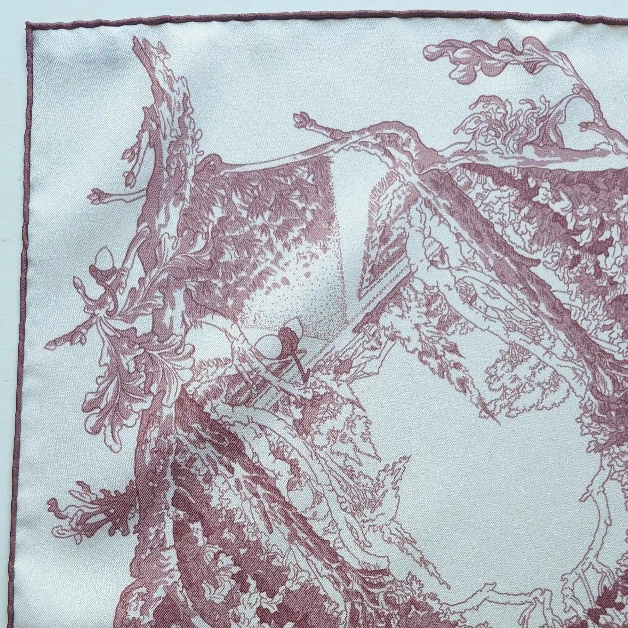 hermes jardin metamorphoses francois houtin white pink silk scarf 90cm 2010 detail