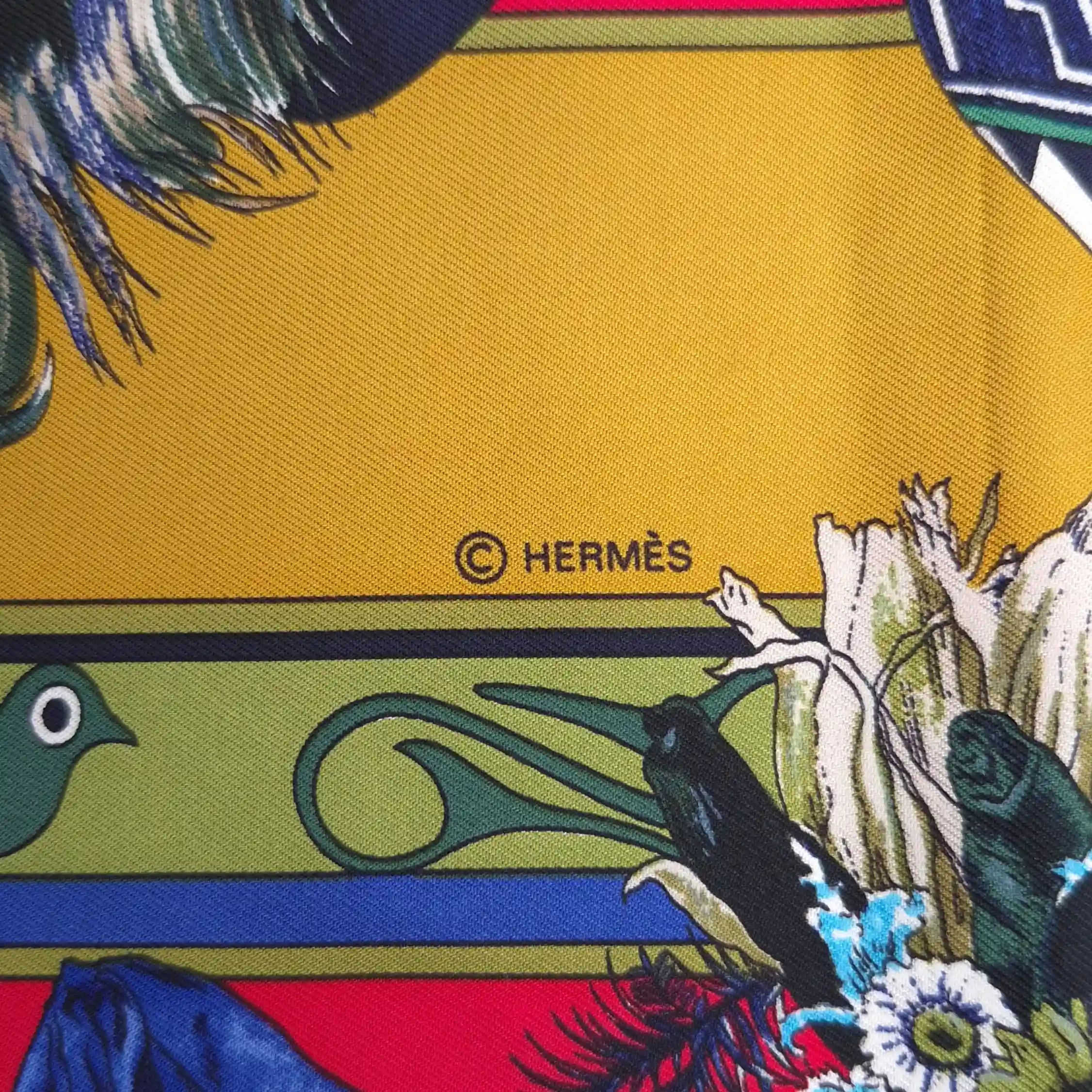 hermes kachina kermit oliver silk scarf red gold hopi zuni native american