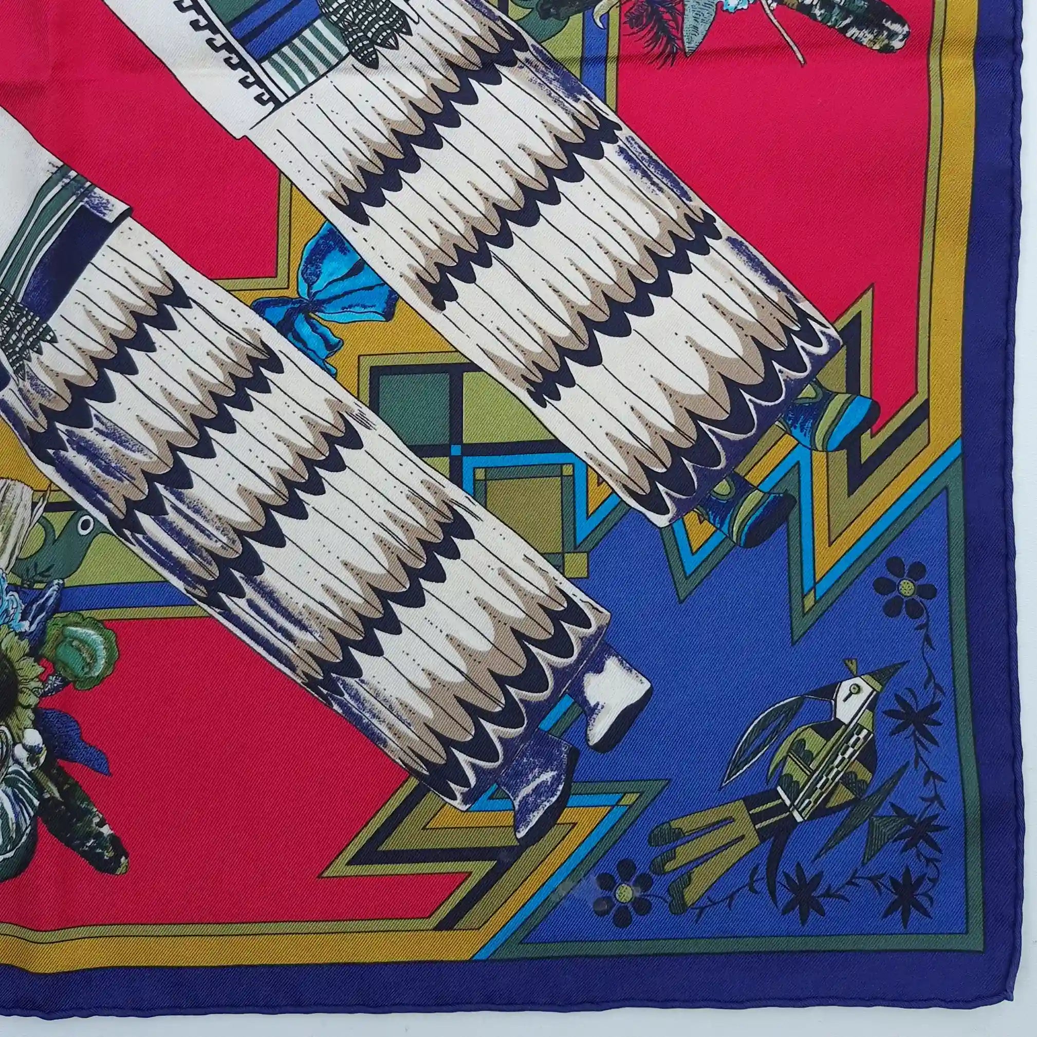 hermes kachina kermit oliver silk scarf red gold hopi zuni native american