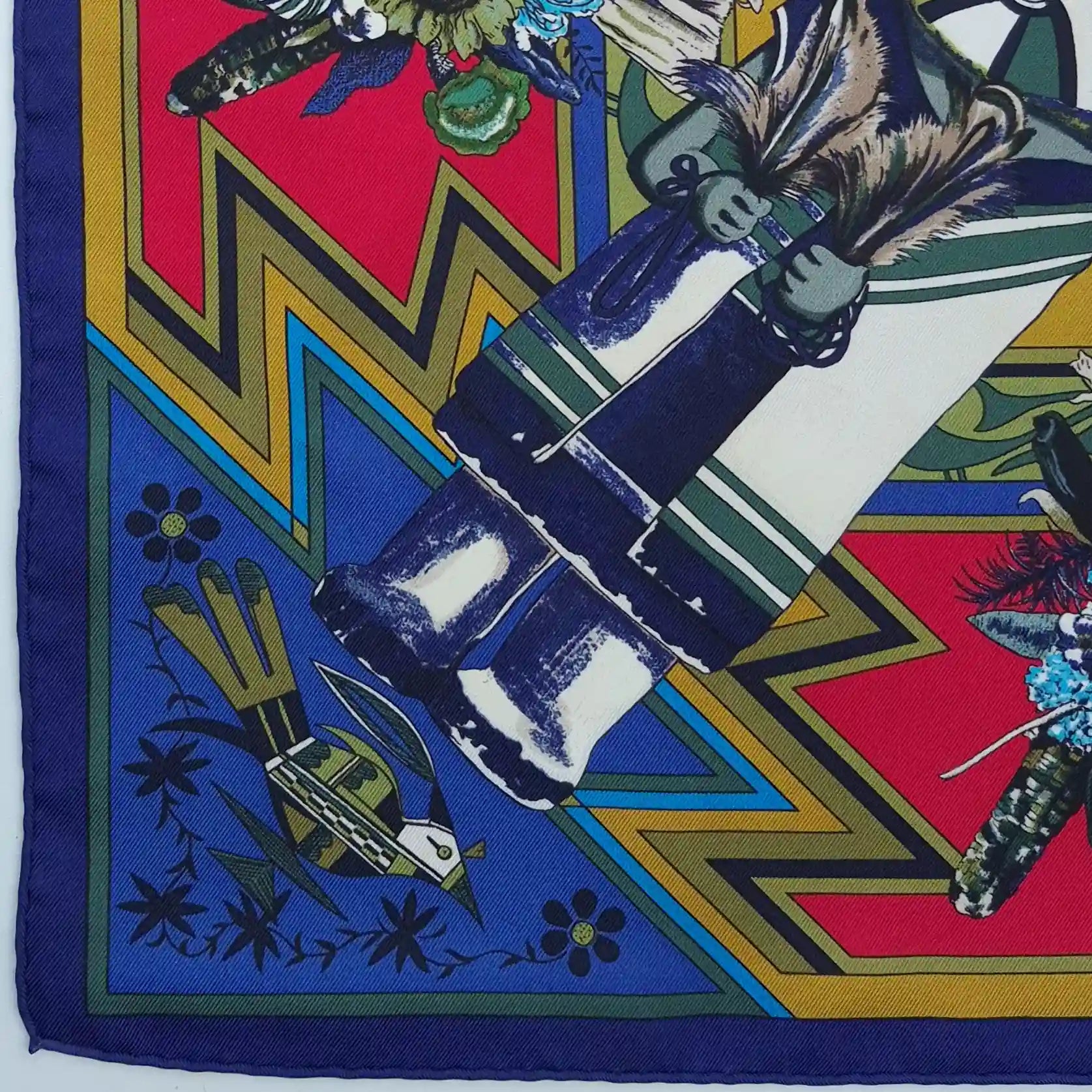 hermes kachina kermit oliver silk scarf red gold hopi zuni native american