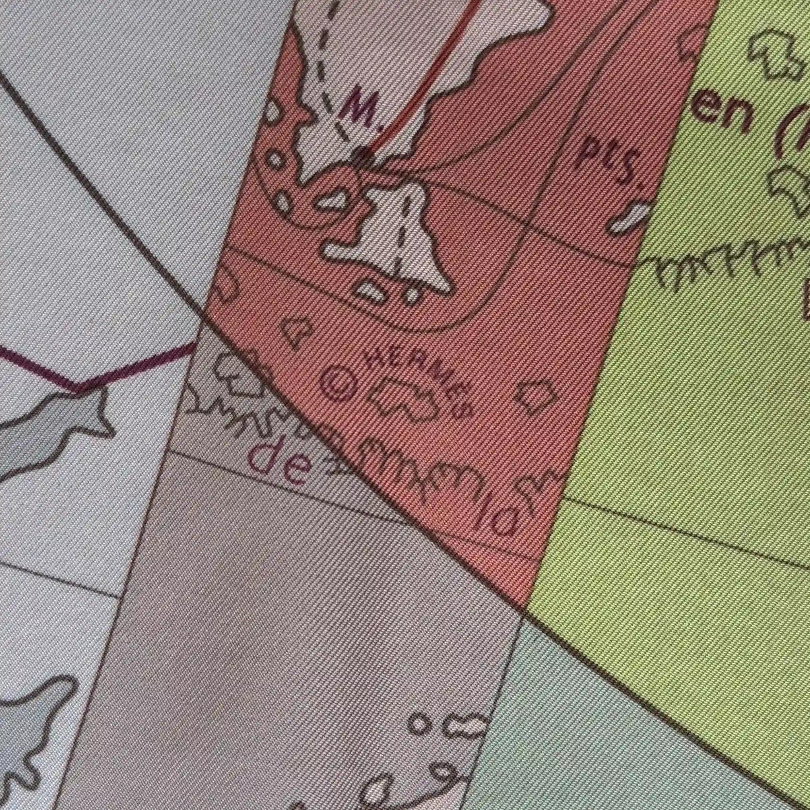 hermes le monde est vaste cyrille diatkine silk scarf pink world map stripes detail