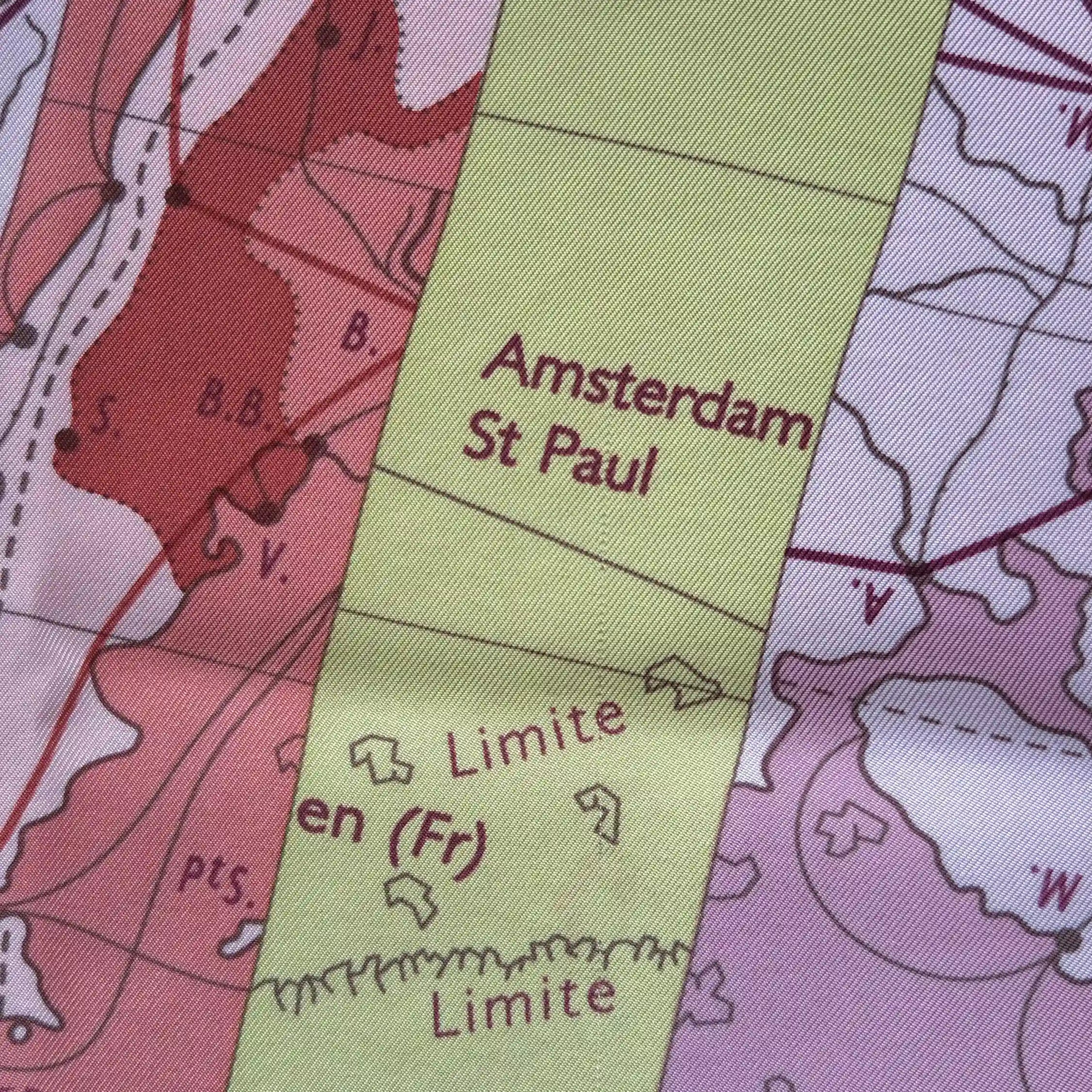 hermes le monde est vaste cyrille diatkine silk scarf pink world map stripes detail