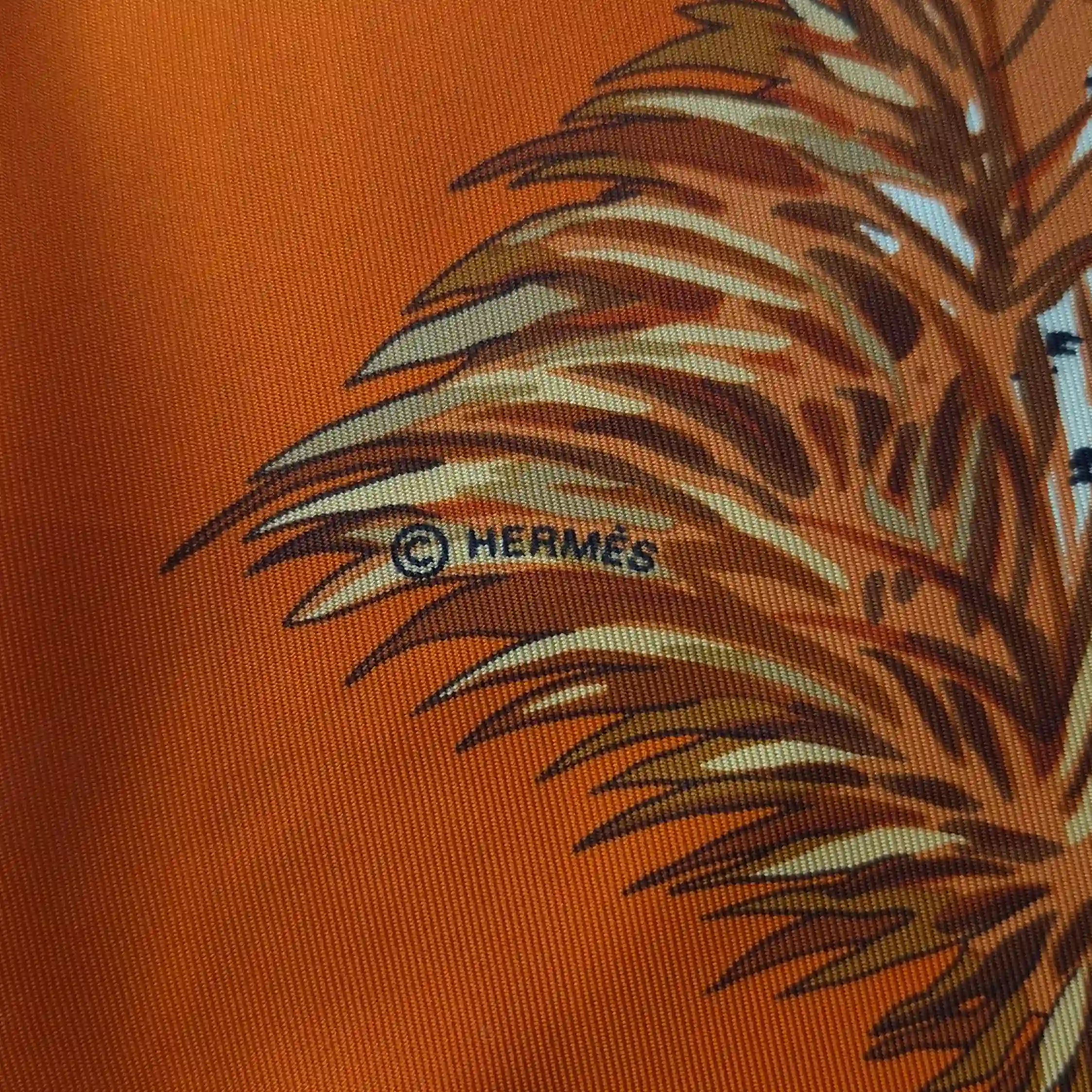Hermès silk twill scarf Les Guépards detail 3
