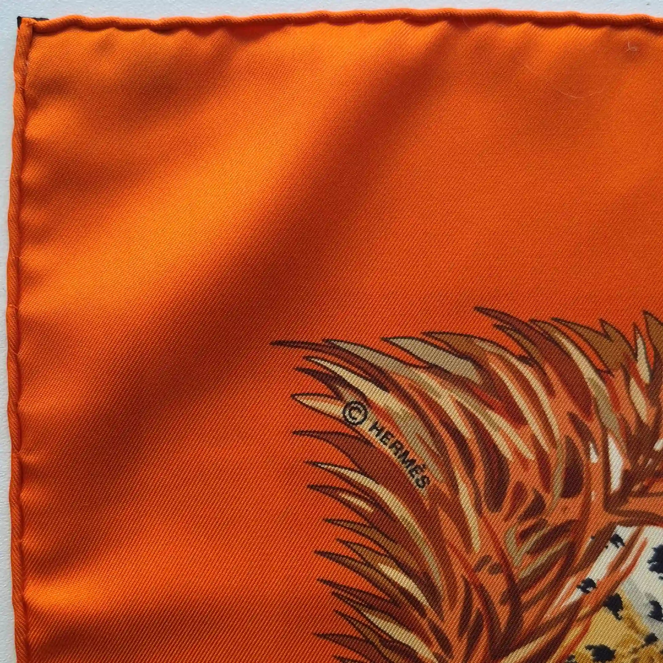 Hermès silk twill scarf Les Guépards detail 10