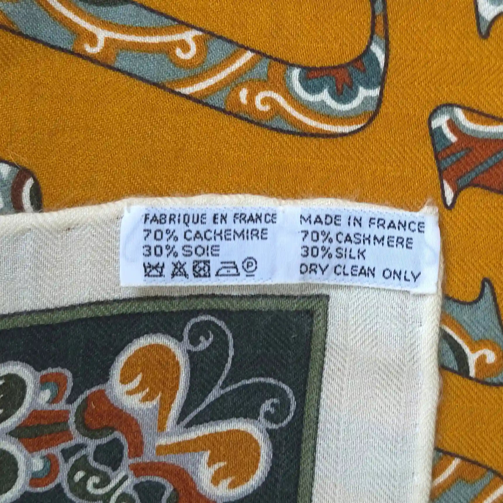 hermes lettres d erevan petrossian cashmere silk shawl yellow armenian alphabet detail