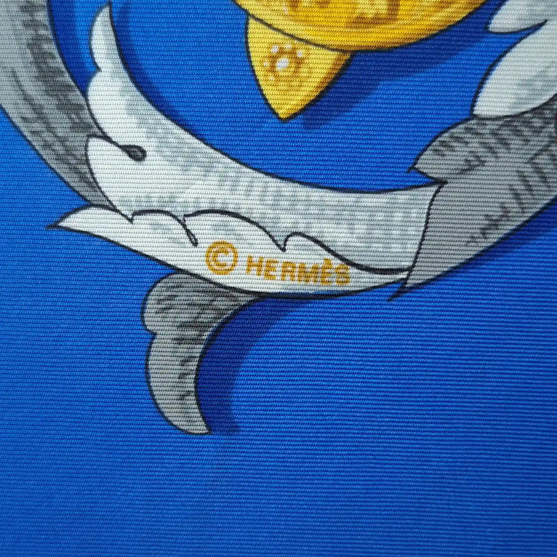 hermes mors a la connetable henri d'origny silk scarf blue gold equestrian detail
