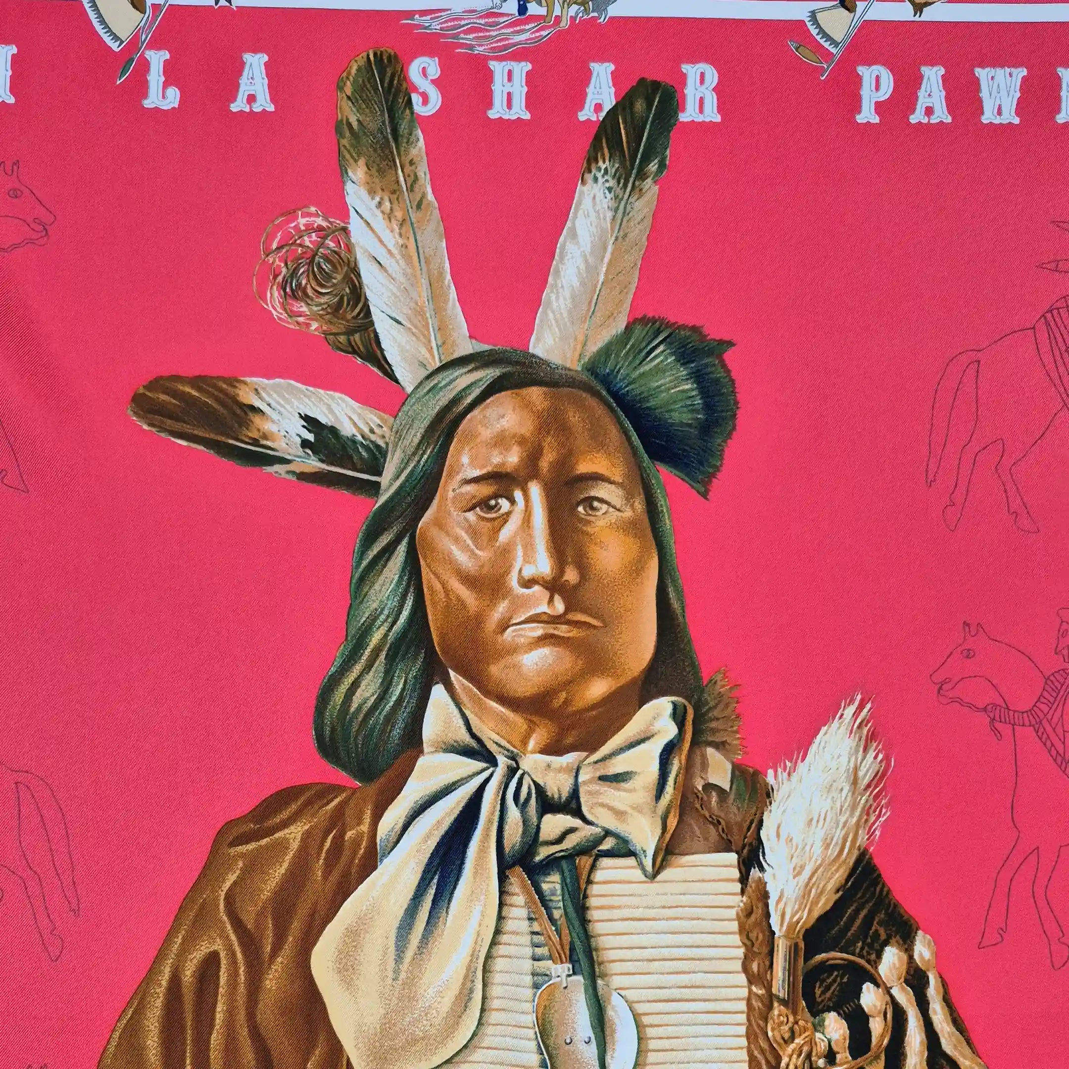 hermes pani la shar pawnee kermit oliver silk scarf red native american chief