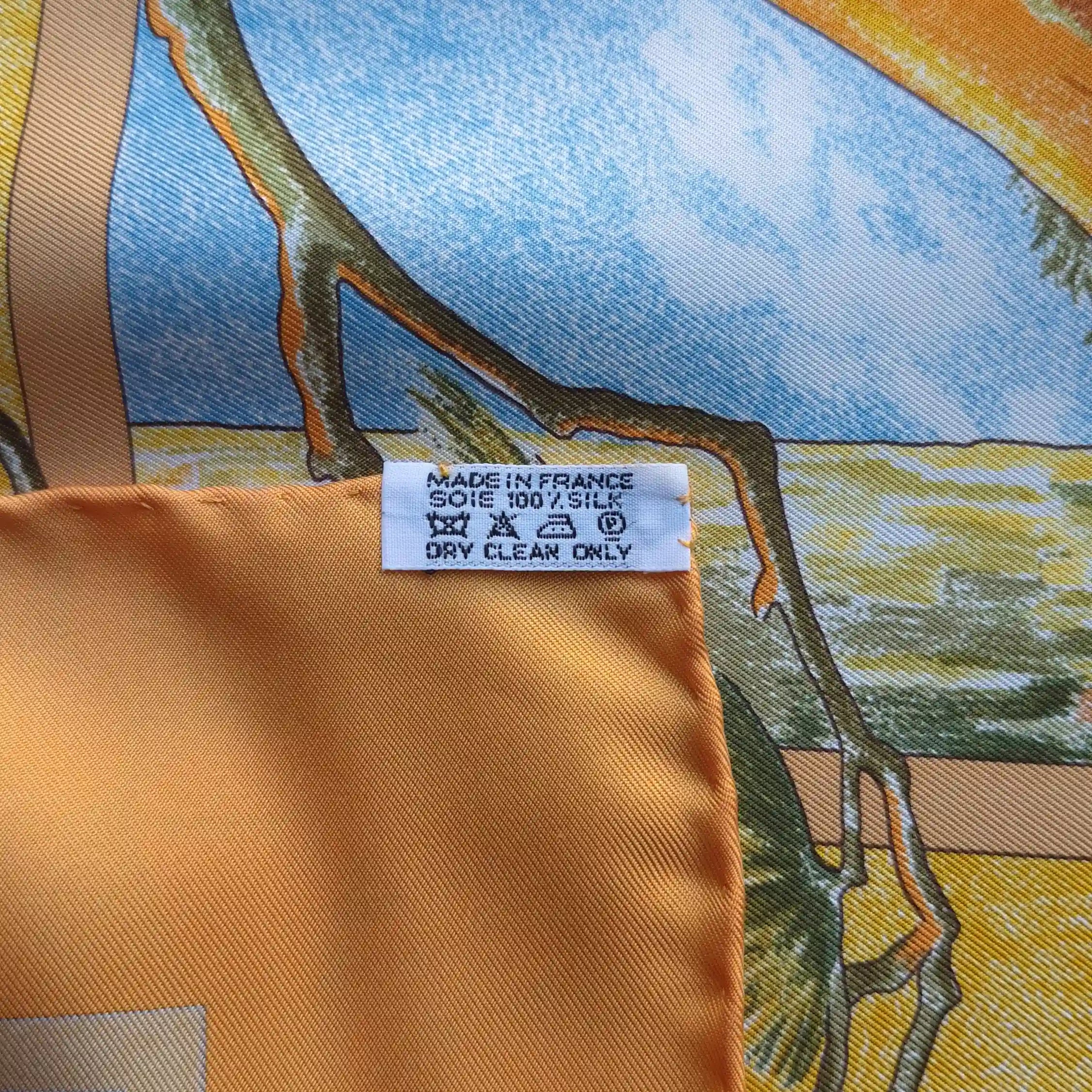 hermes promenade pays cezanne laurence bourthoumieux orange silk scarf 2006 limited edition detail