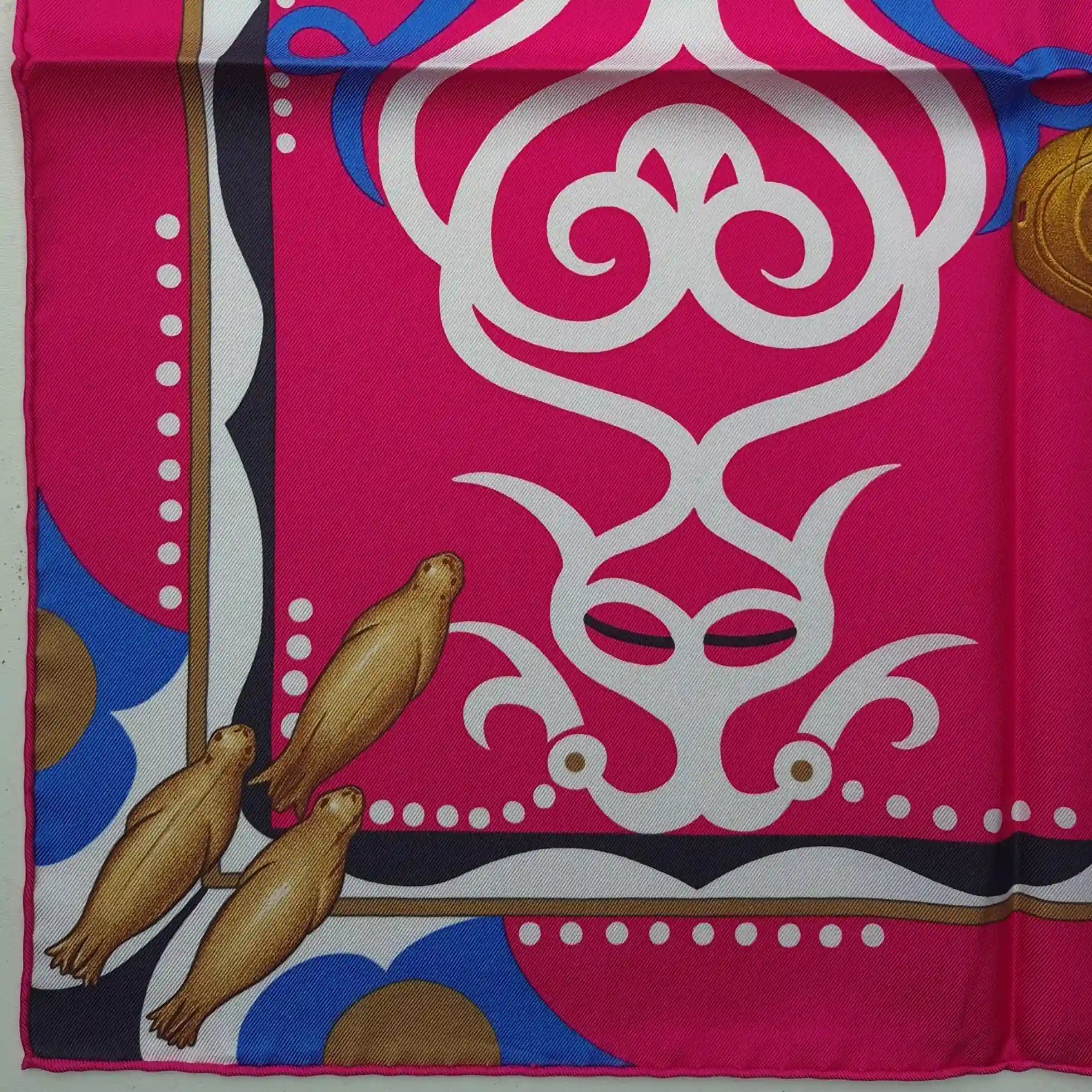 hermes regard de l arctique antoine tzapoff silk scarf pink fuchsia arctic shamanic