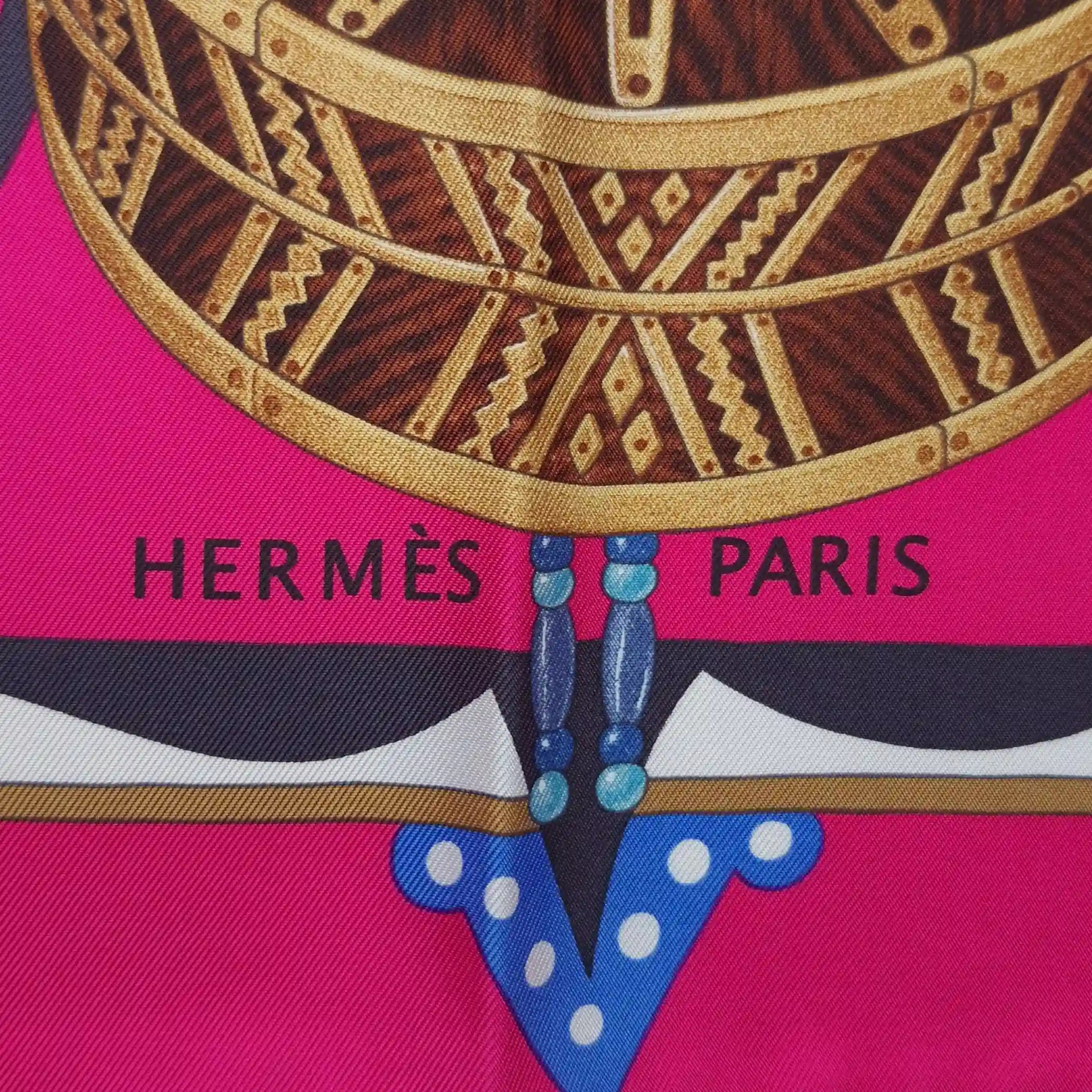 hermes regard de l arctique antoine tzapoff silk scarf pink fuchsia arctic shamanic detail