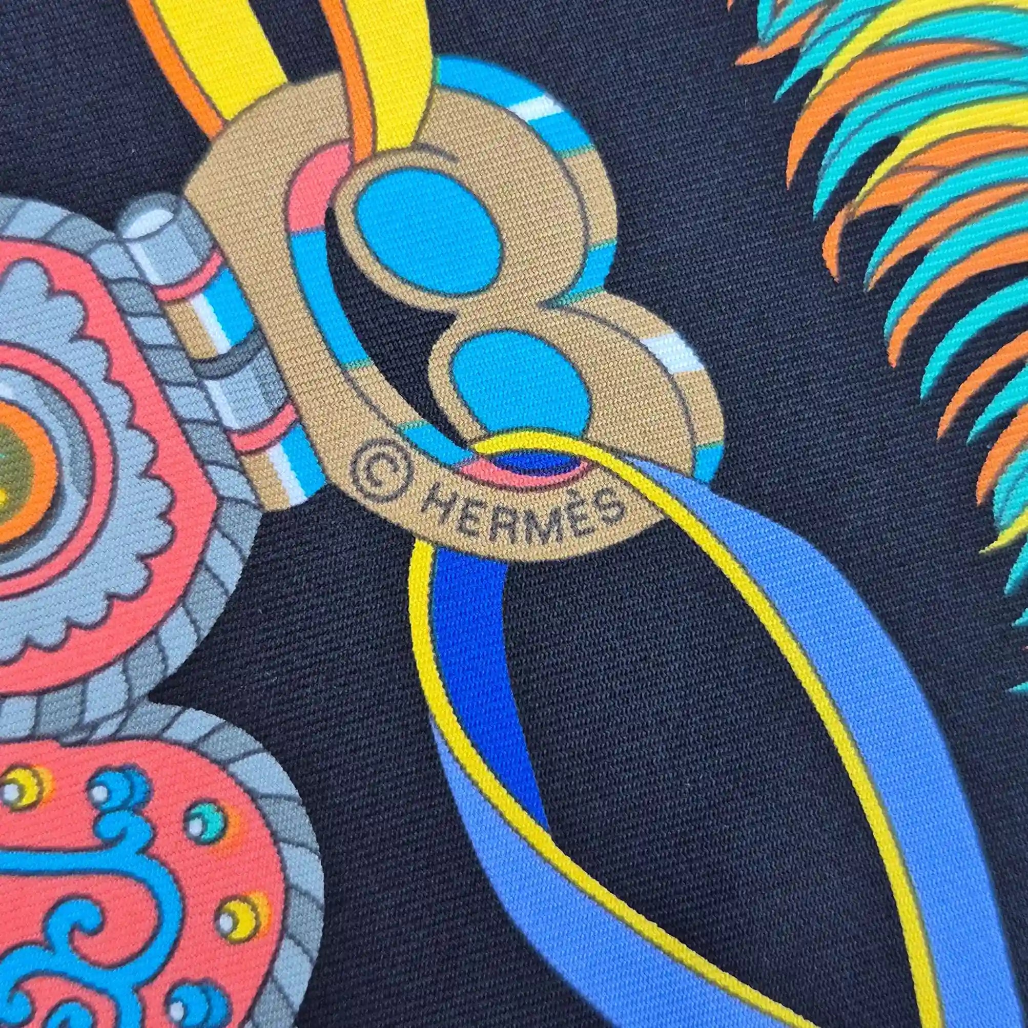 hermes sous l egide de mars pierre marie silk scarf blue black red antique armor